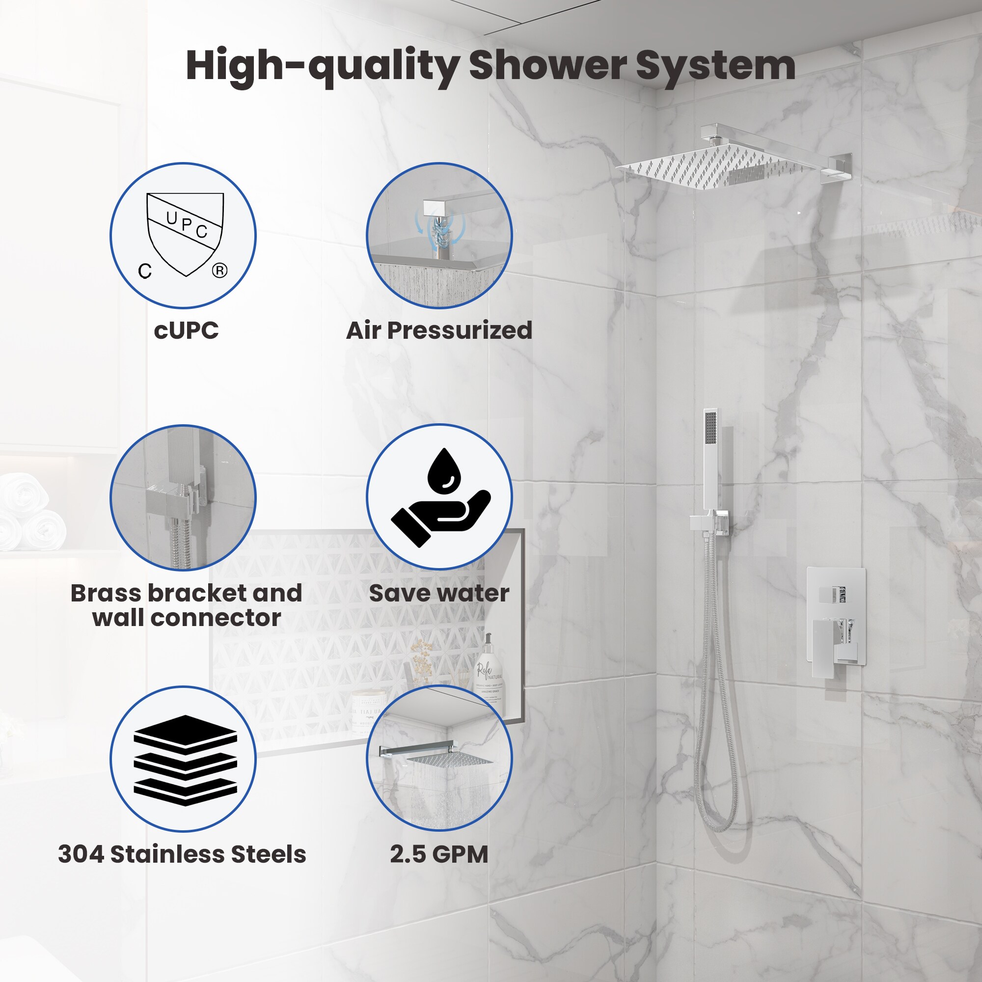 CASAINC OY-98A1002-BG Showerhead-Bar-Panels - View #8