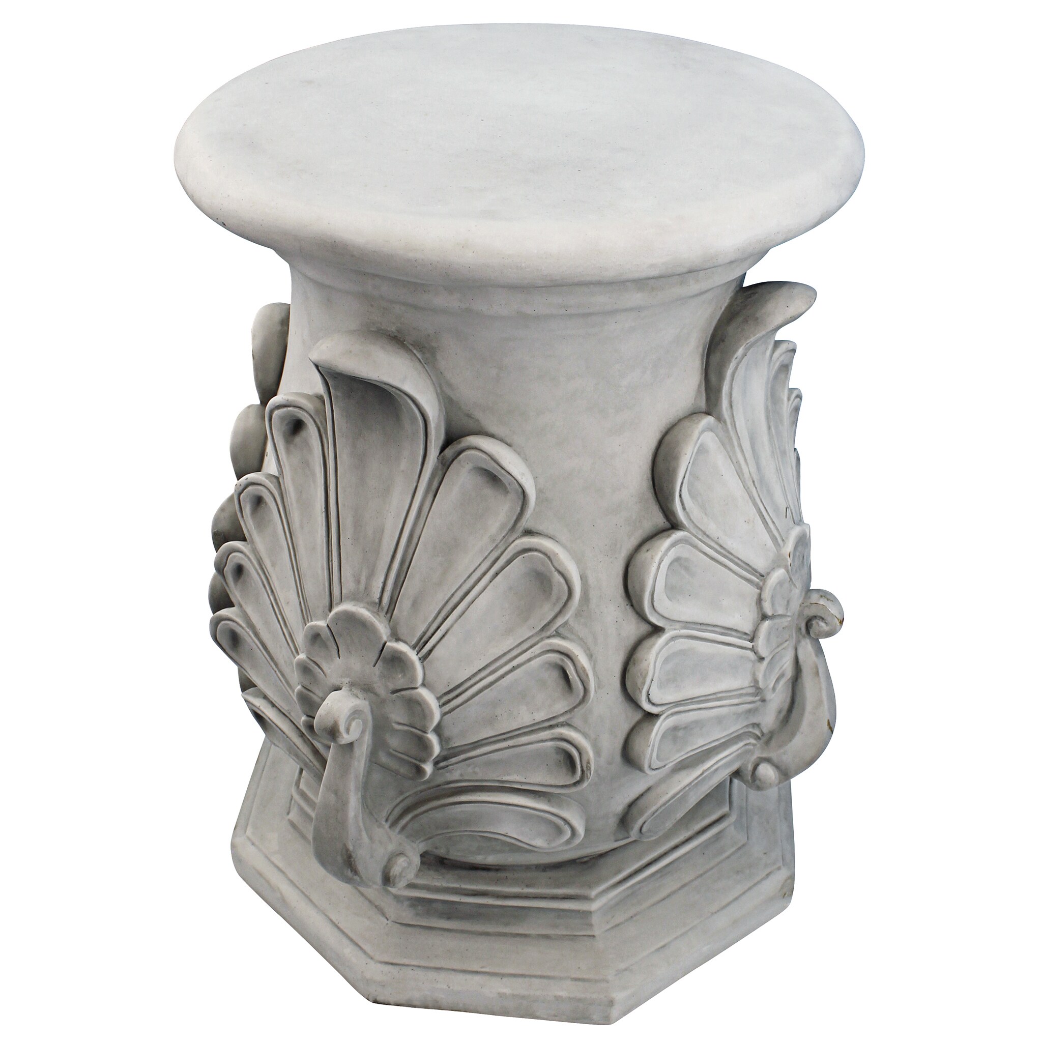 Antique Stone Finish Peacock Pedestal Table