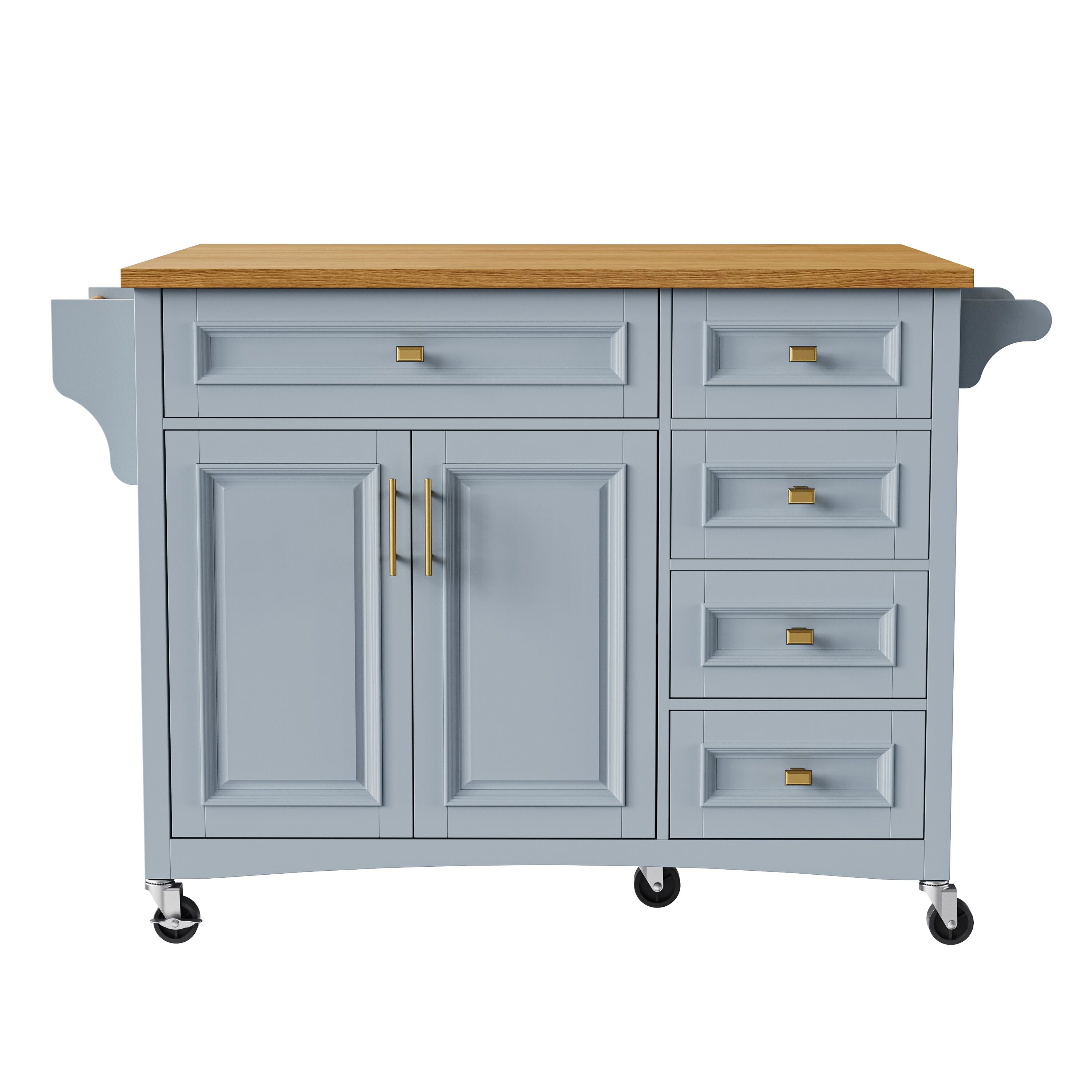 Flynama L-P195393G Gray MDF Base with MDF Wood Top Rolling Kitchen Island ( 43.7-in x 17.7-in x 36.3-in )