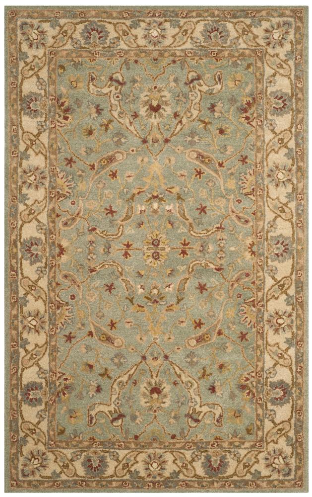Safavieh AT311B-6 Antiquity Behha 6 x 9 (ft) Tufted Wool Teal/Beige Rectangular Indoor Floral/Botanical Vintage Area rug