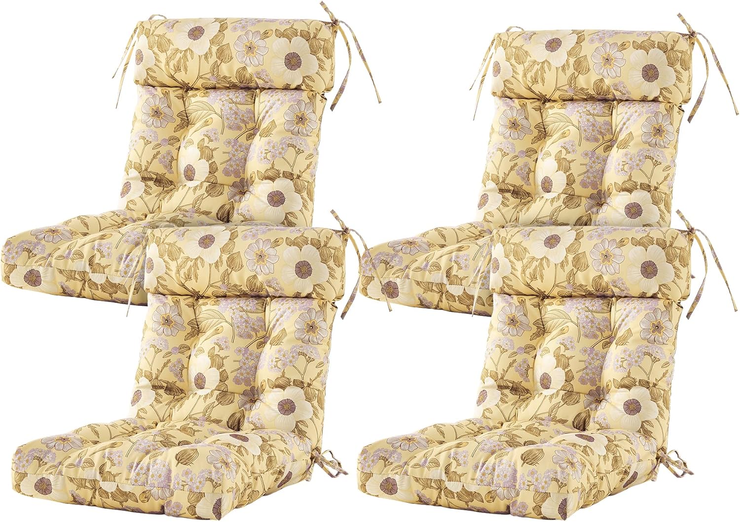 Artplan B0CN72T9J8 Outdoor Chair Cushion Tufted Adirondack Patio Chair Cushion Wicker High Back Outdoor Seat Cushion Set of 4 44L x 21W x 4H Floral