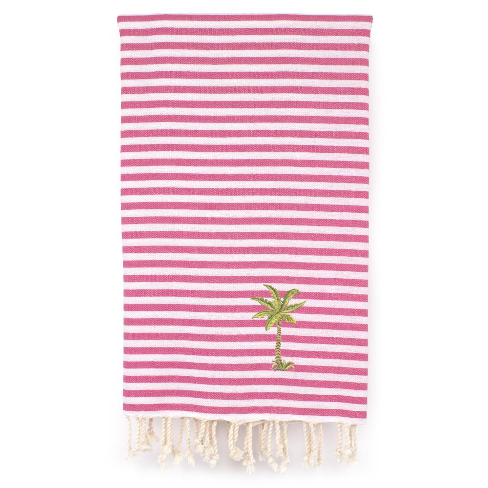 Linum Home Textiles FSP65-PLM Bubble Gum Pink Turkish Cotton Quick Dry Beach Towel (Fun in the Sun- Palm)