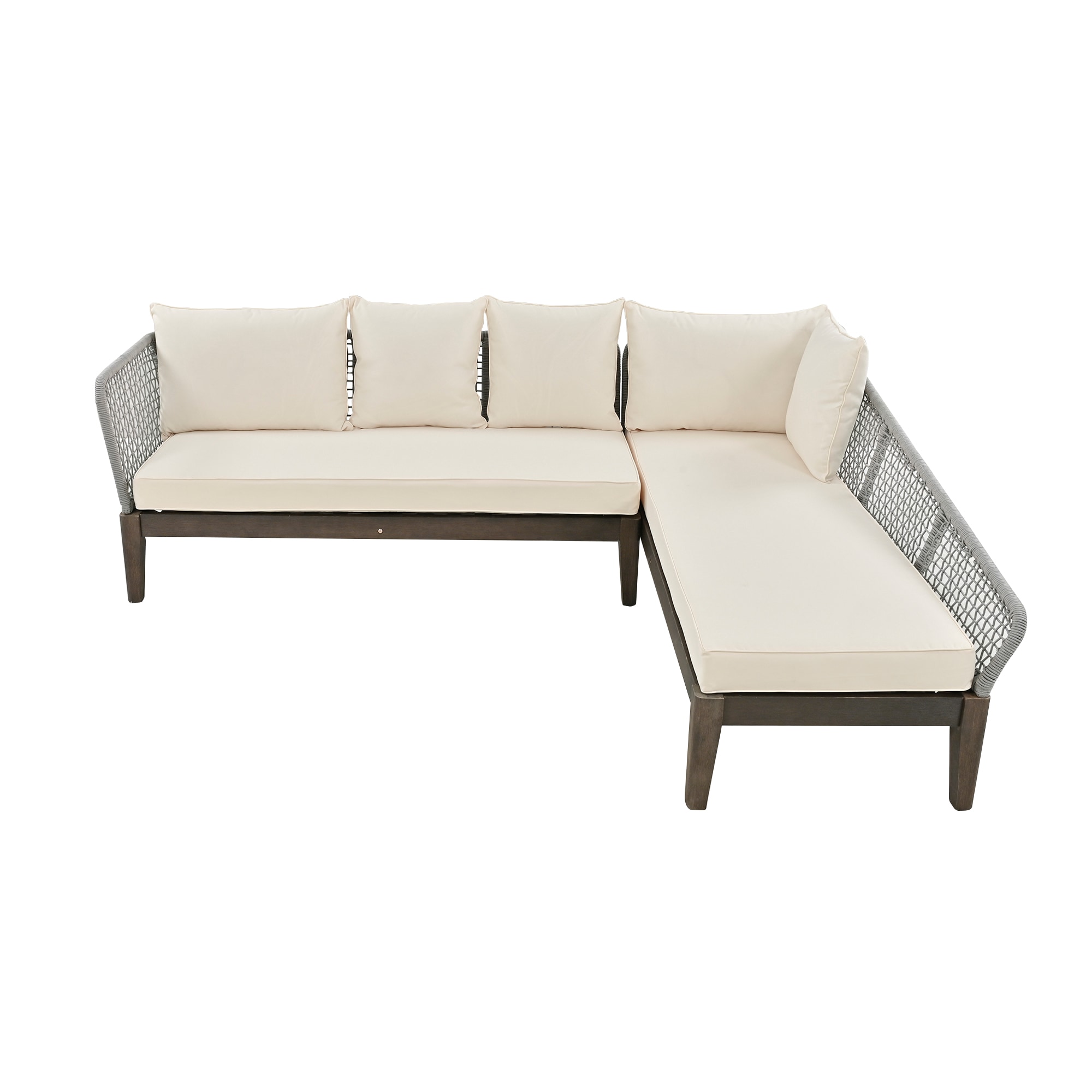 AHIOU HOME ZAAHG-0011AAESF Hazel Outdoor Sectional with Beige Cushions and Iron Frame