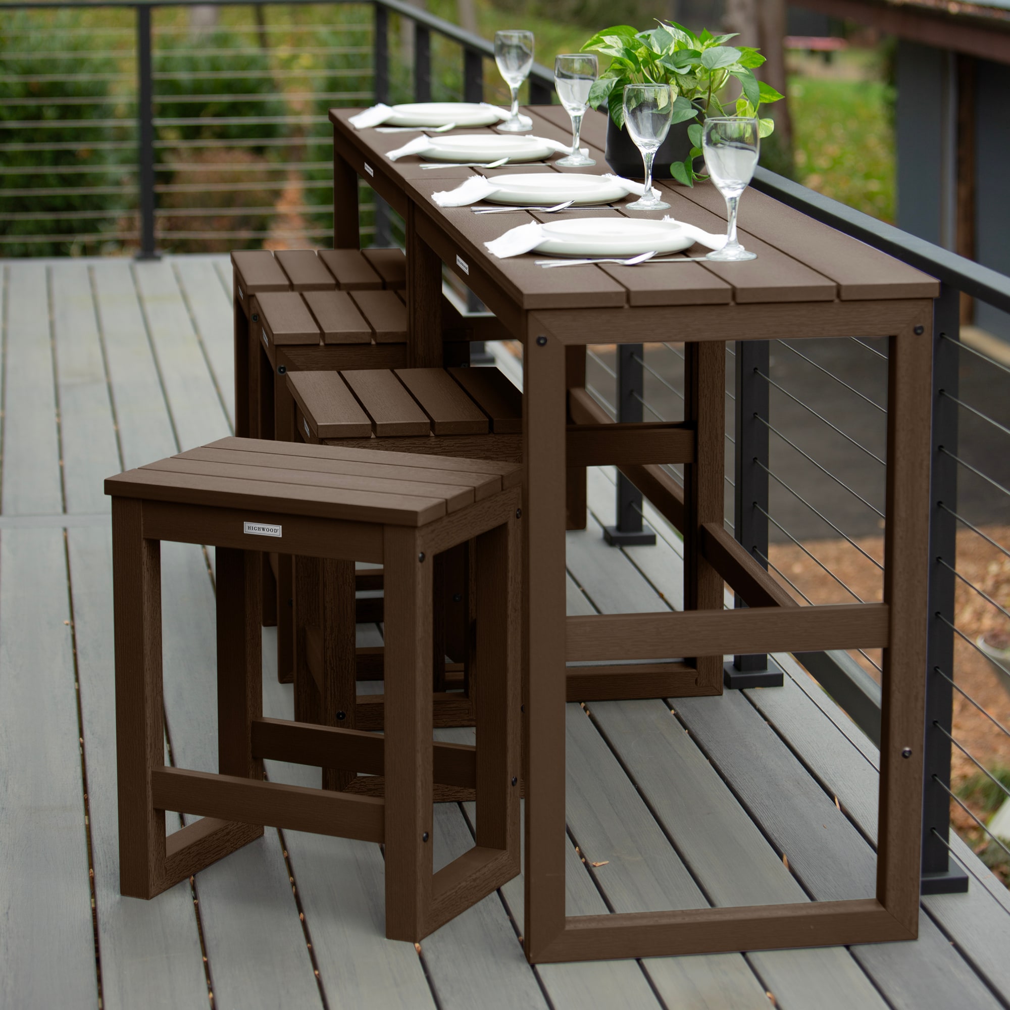 highwood Monroe 6 -Piece Weathered Acorn Counter height Plastic ...