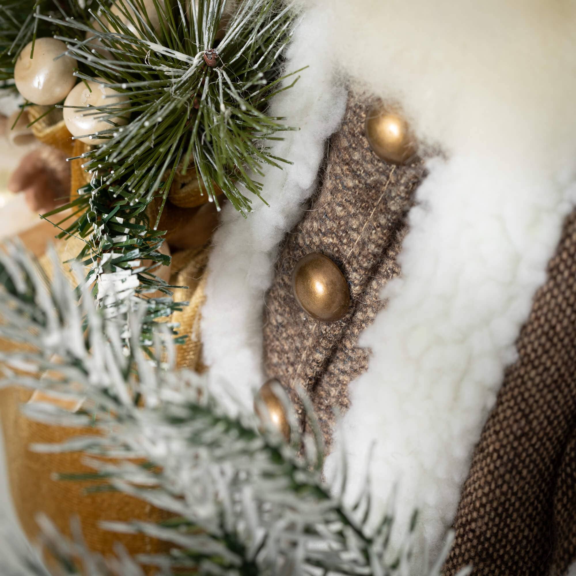 21" Rustic Gray Santa Figurine with Frosted Pine