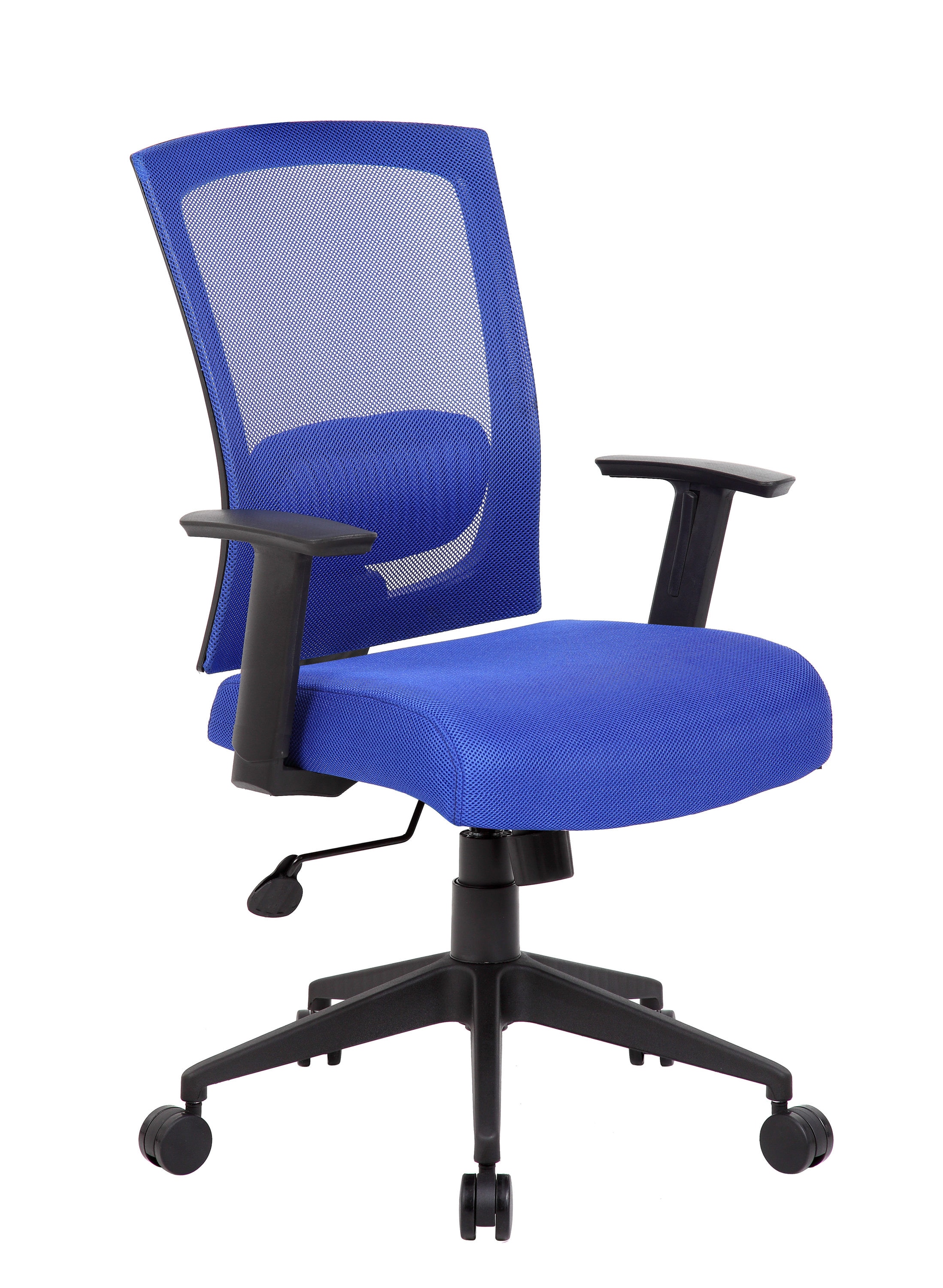 Boss Office Products B6706-BE Blue Contemporary Ergonomic Adjustable Height Swivel Mesh Task Chair