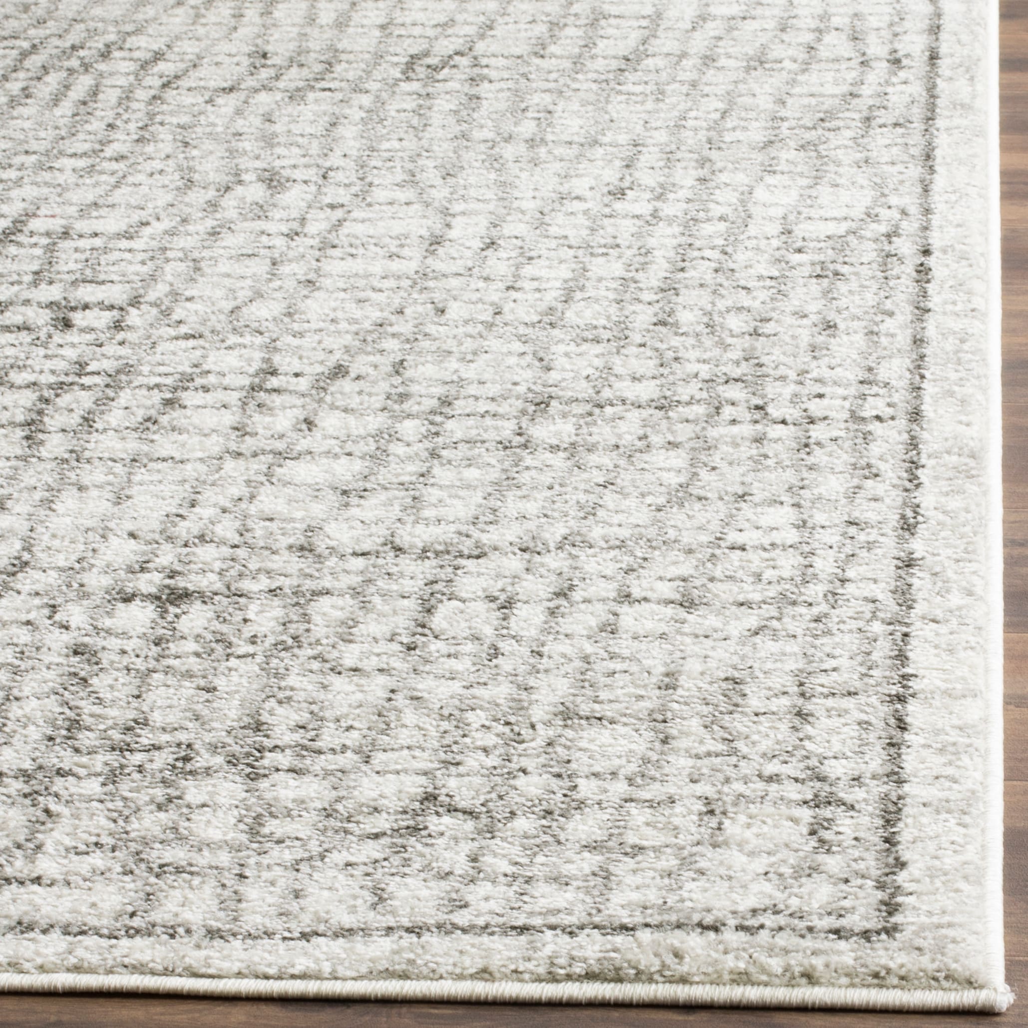 Ivory and Silver Rectangular Synthetic Area Rug, 6' x 9'