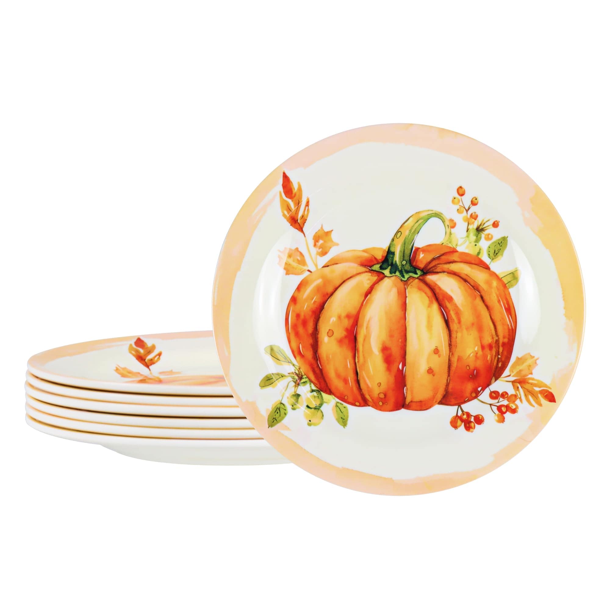 Aoibox  Melamine Autumn Harvest Plates 9 in Dinnerware Set for Salads Desserts or Party Use Outdoor Indoor Dining