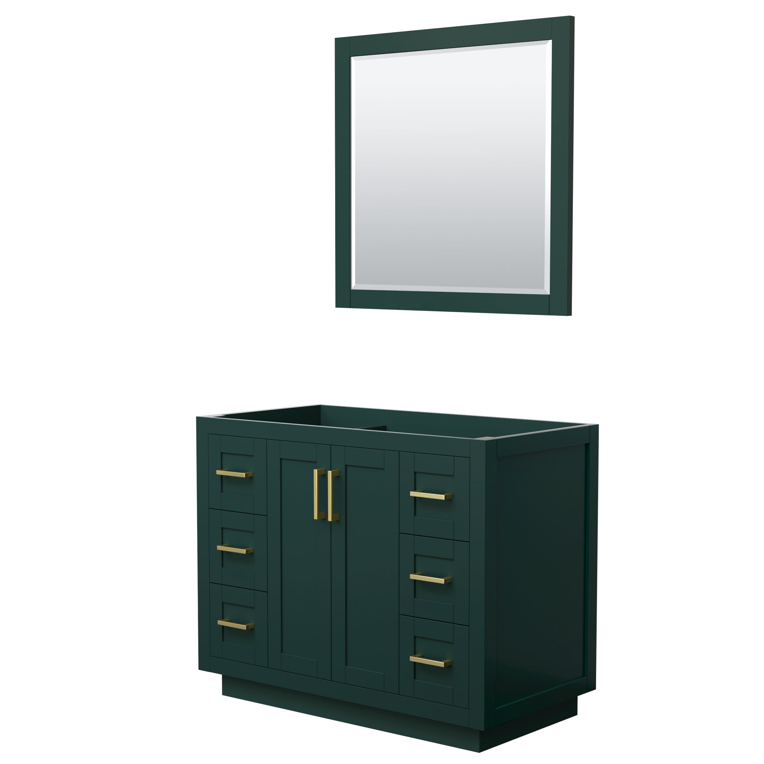 Wyndham Collection WCF292942SGDCXSXXM34 Miranda 42-in Green with Brushed Gold Trim Bathroom Vanity Base Cabinet without Top (Mirror Included)