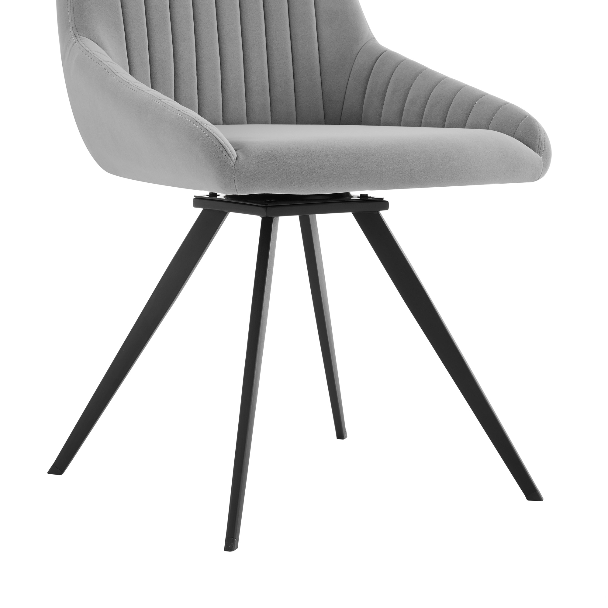Luxurious Gray Velvet Swivel Side Chair with Metal Frame - Set of 2