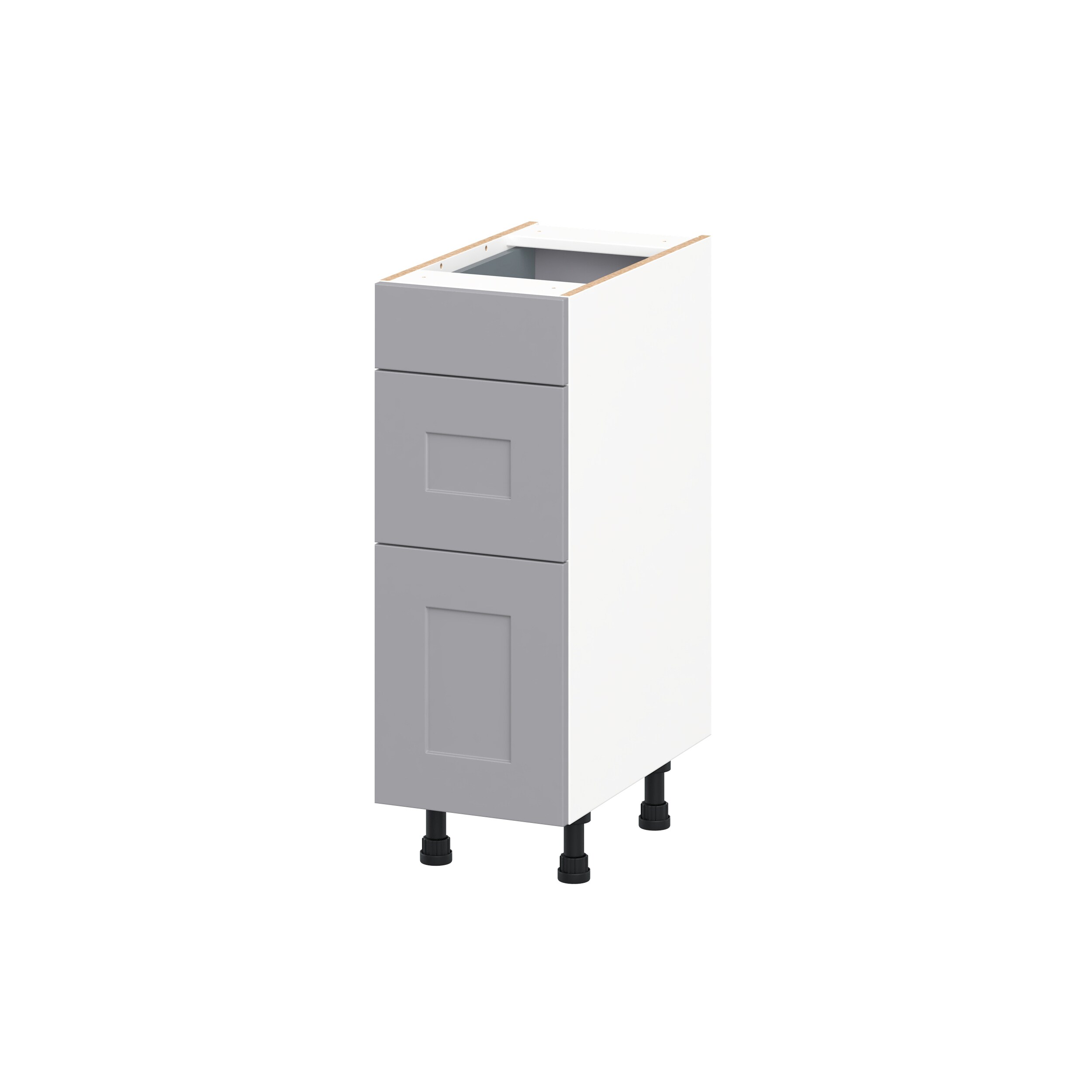 Hugo&Borg DSV3D12-BM Beaumont 12-in W x 34.5-in H x 21.83-in D Slate Gray 3 -Drawers Drawer Base Fully assembled Cabinet Recessed Panel Shaker