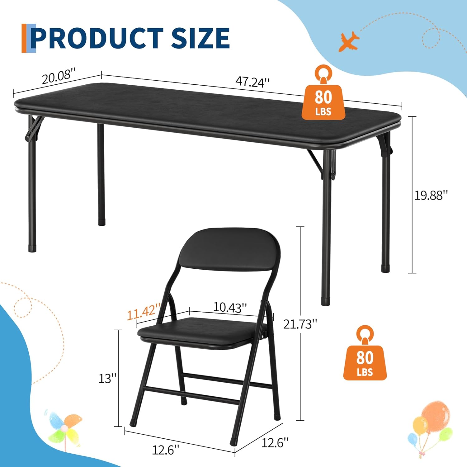 Qeetex DHZ-VAM-33Q767KA Folding-Furniture-Sets - View #3