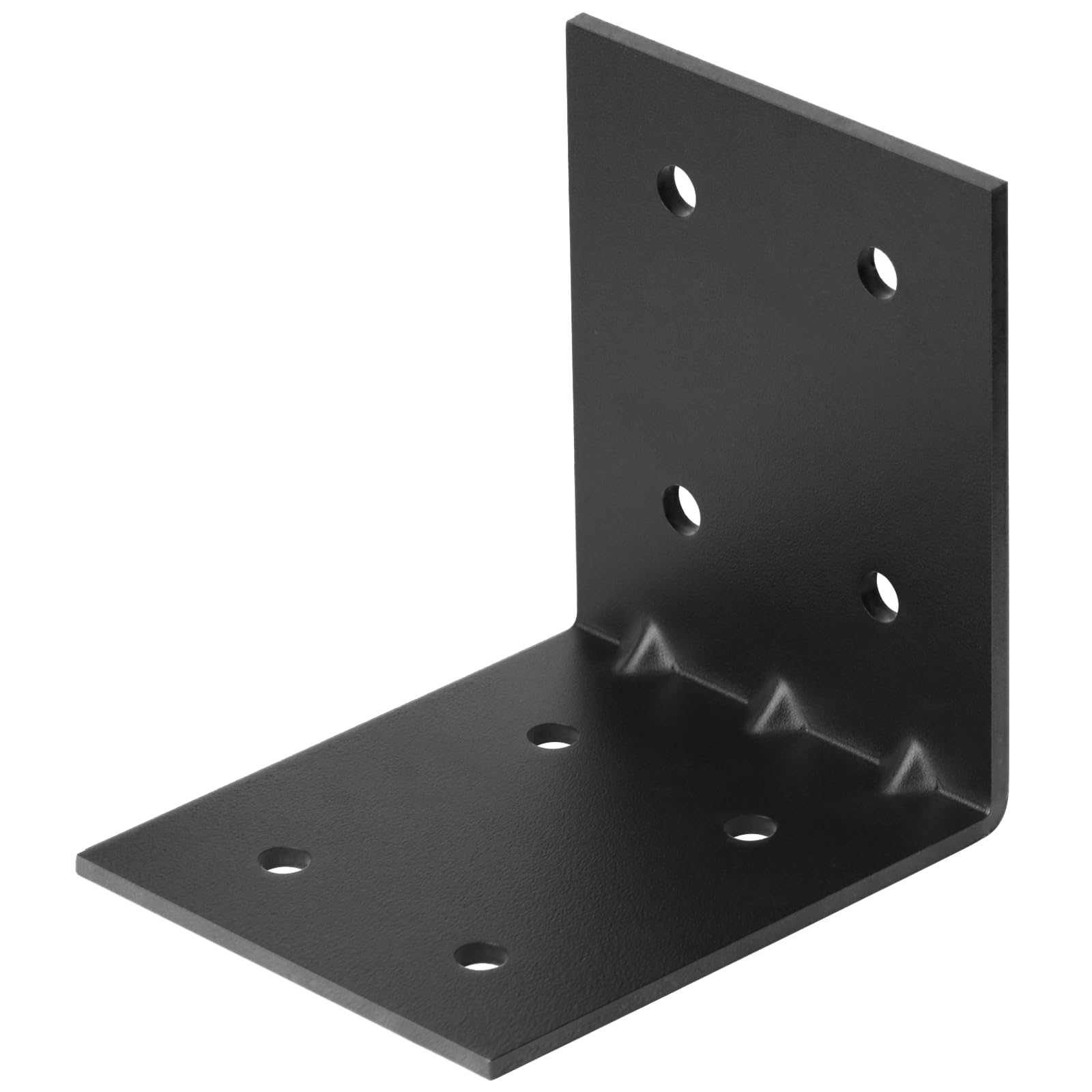 Phyfalip  4 pcs black steel L right reinforced angle bracket 6 inch x 6 inch x 5 inch corner brace 11 gauge max load 180 lbs anti rust powder