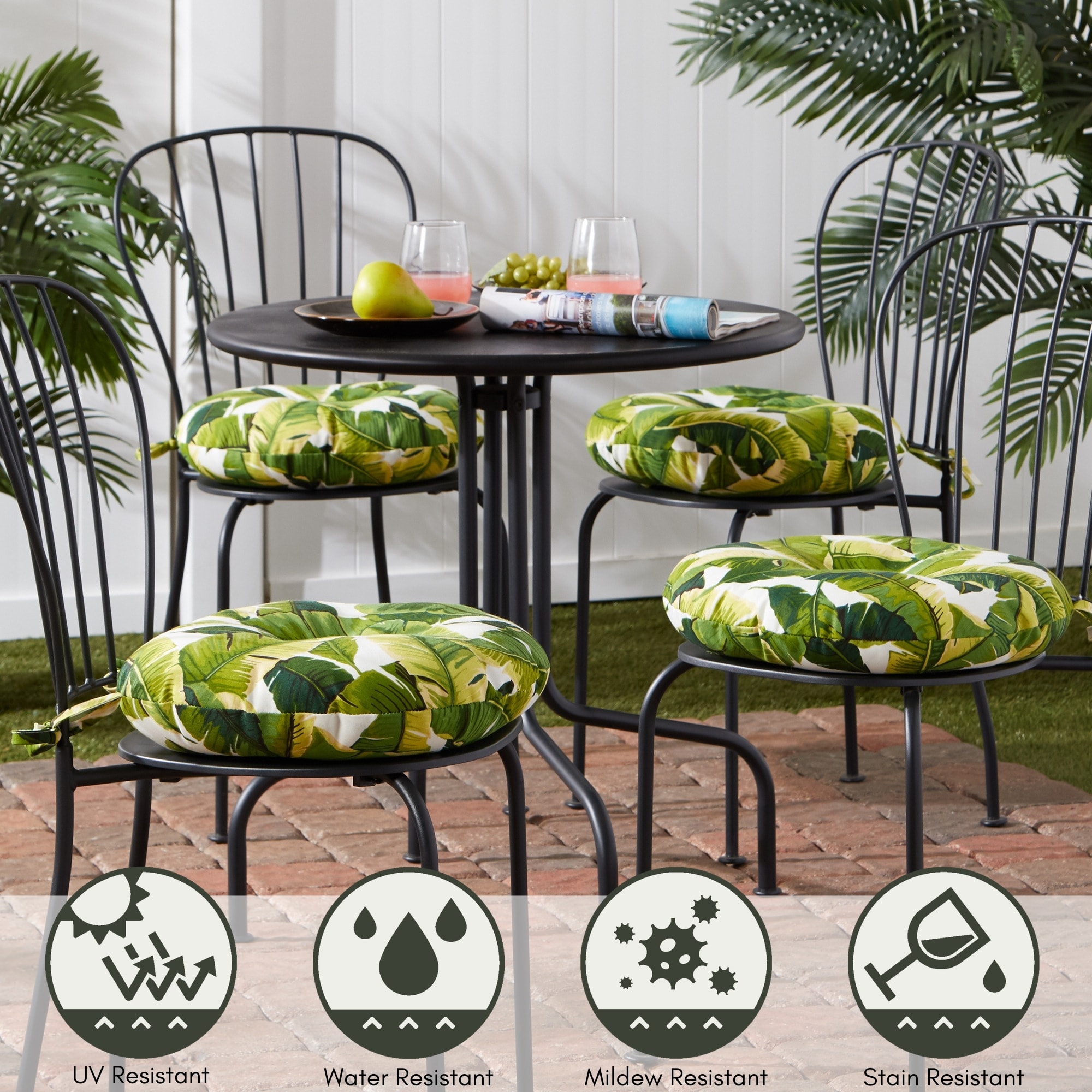 Greendale Home Fashions OC6816S4-PALM-WHITE Patio-Furniture-Cushions - View #6