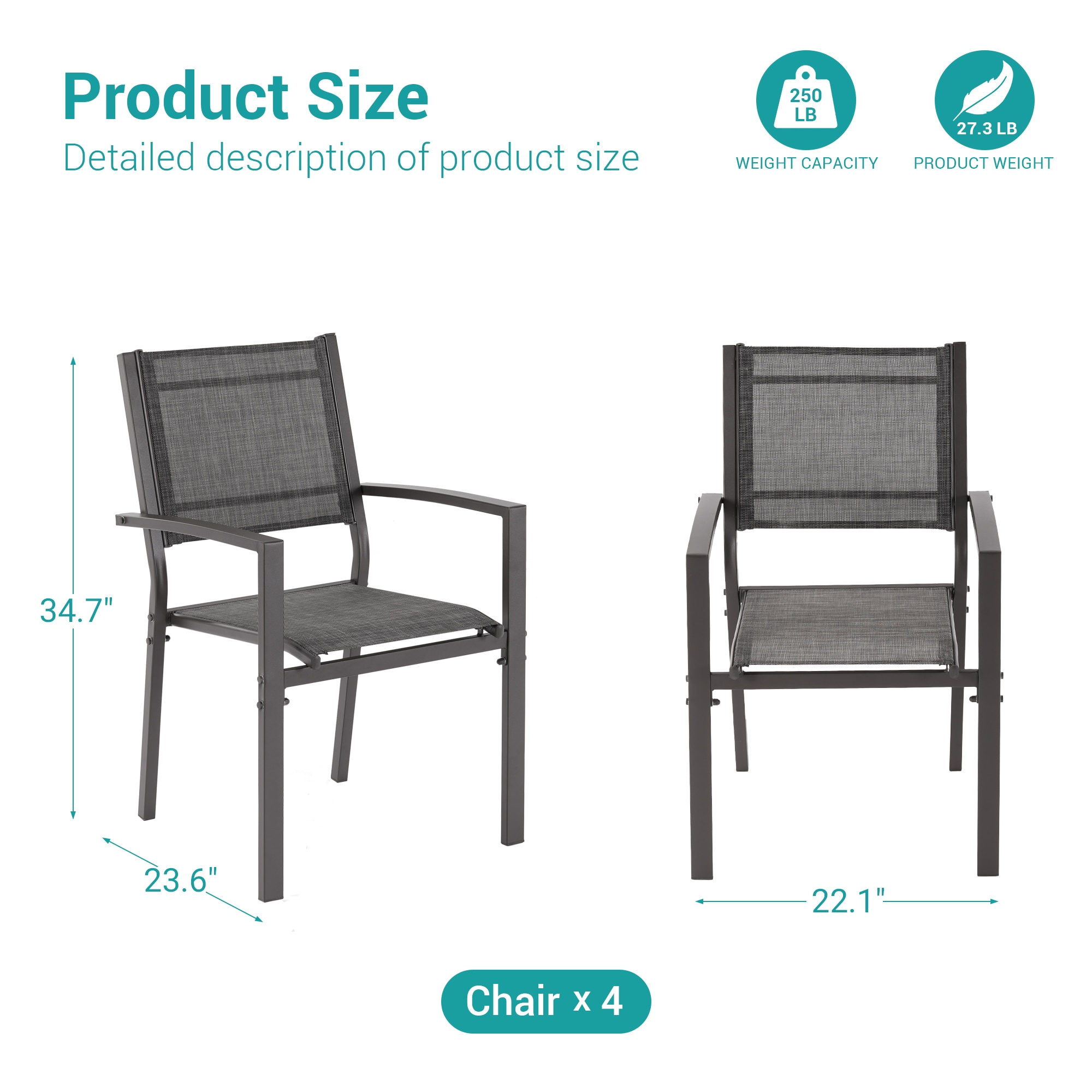 ACEGOSES LW-DS-265-GY-2 Patio-Chairs - View #3