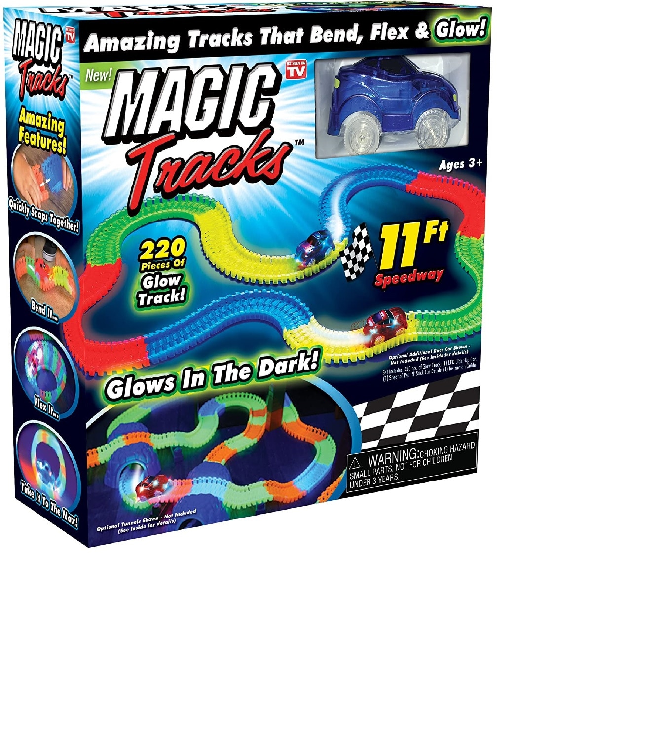 Magic Trac ks Cars Glow in the Dark Light Up Car Race Amazing Racetrack Toy 