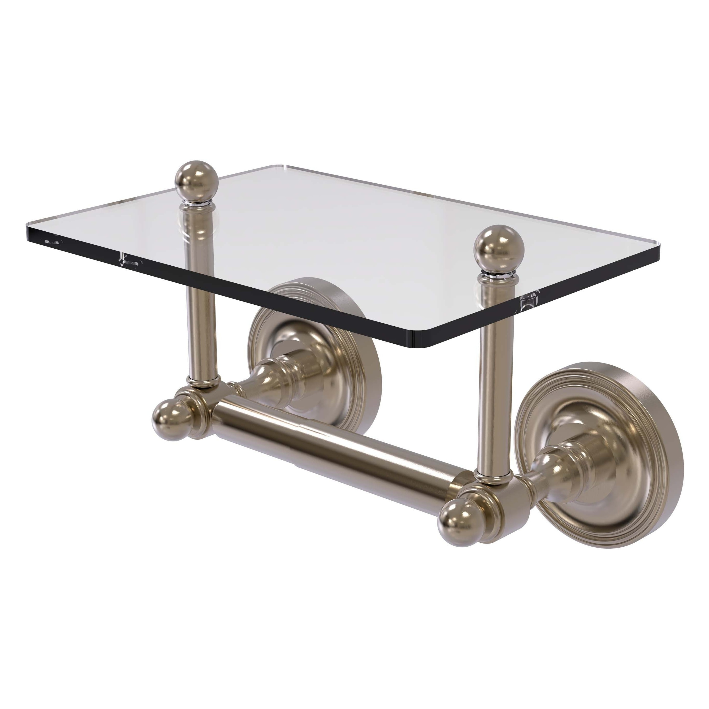 Allied Brass PR-GLT-24-PEW Prestige Regal Antique Pewter Wall mount Double post Toilet Paper Holder 1 -Rolls