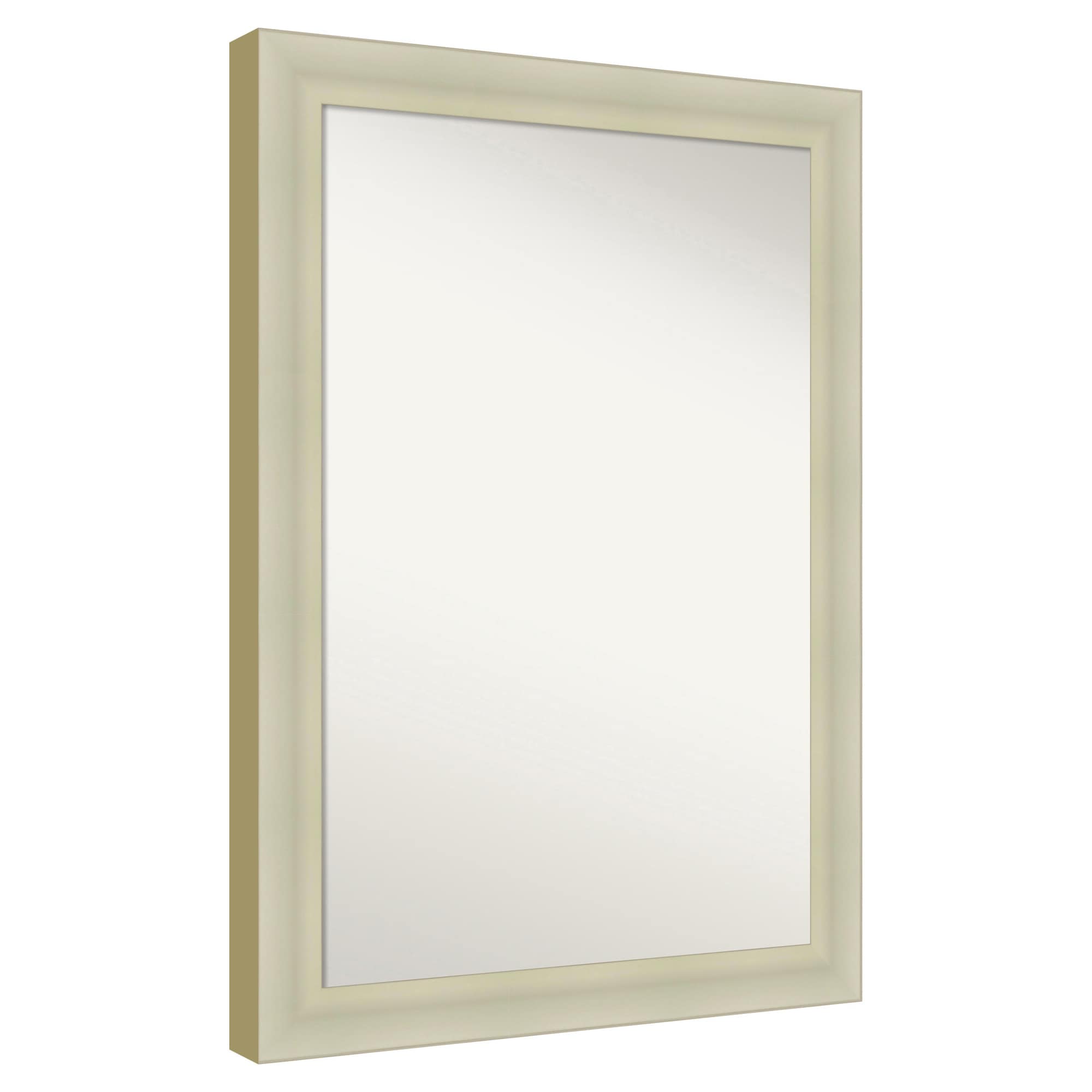 Amanti Art  Non-Beveled Mirror Oliver Warm Silver Framed Wood Bathroom Wall Mirror 41.25 x 29.25 in.