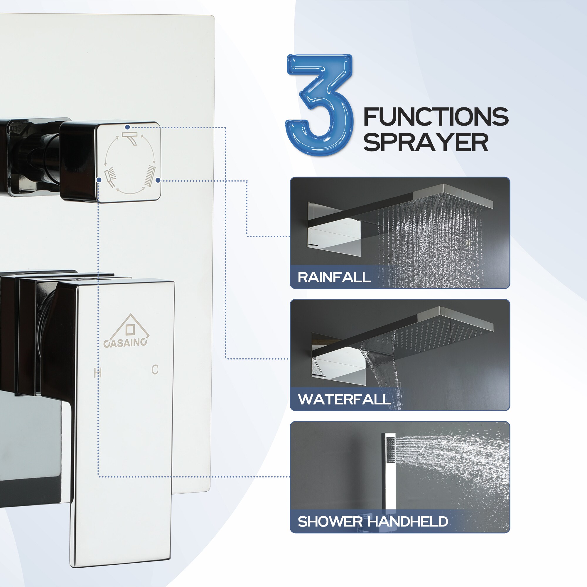 CASAINC M6630-A-22-CP Showerhead-Bar-Panels - View #5