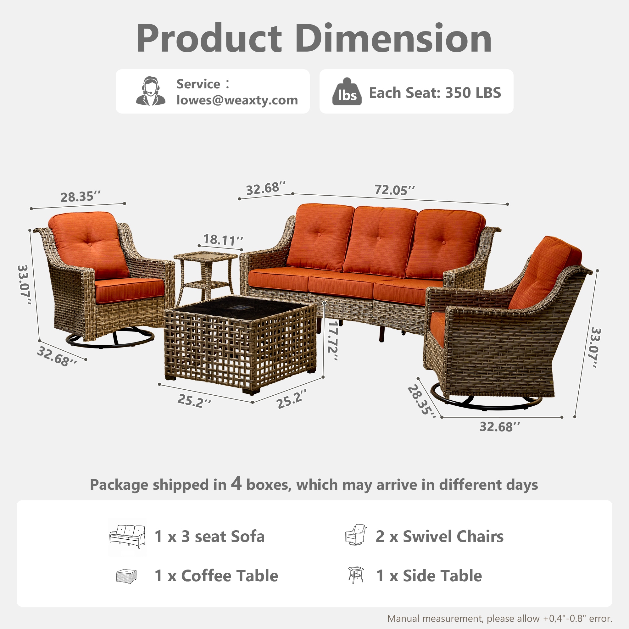 weaxty HMBYZPAD80C5-T Patio-Conversation-Sets - View #8