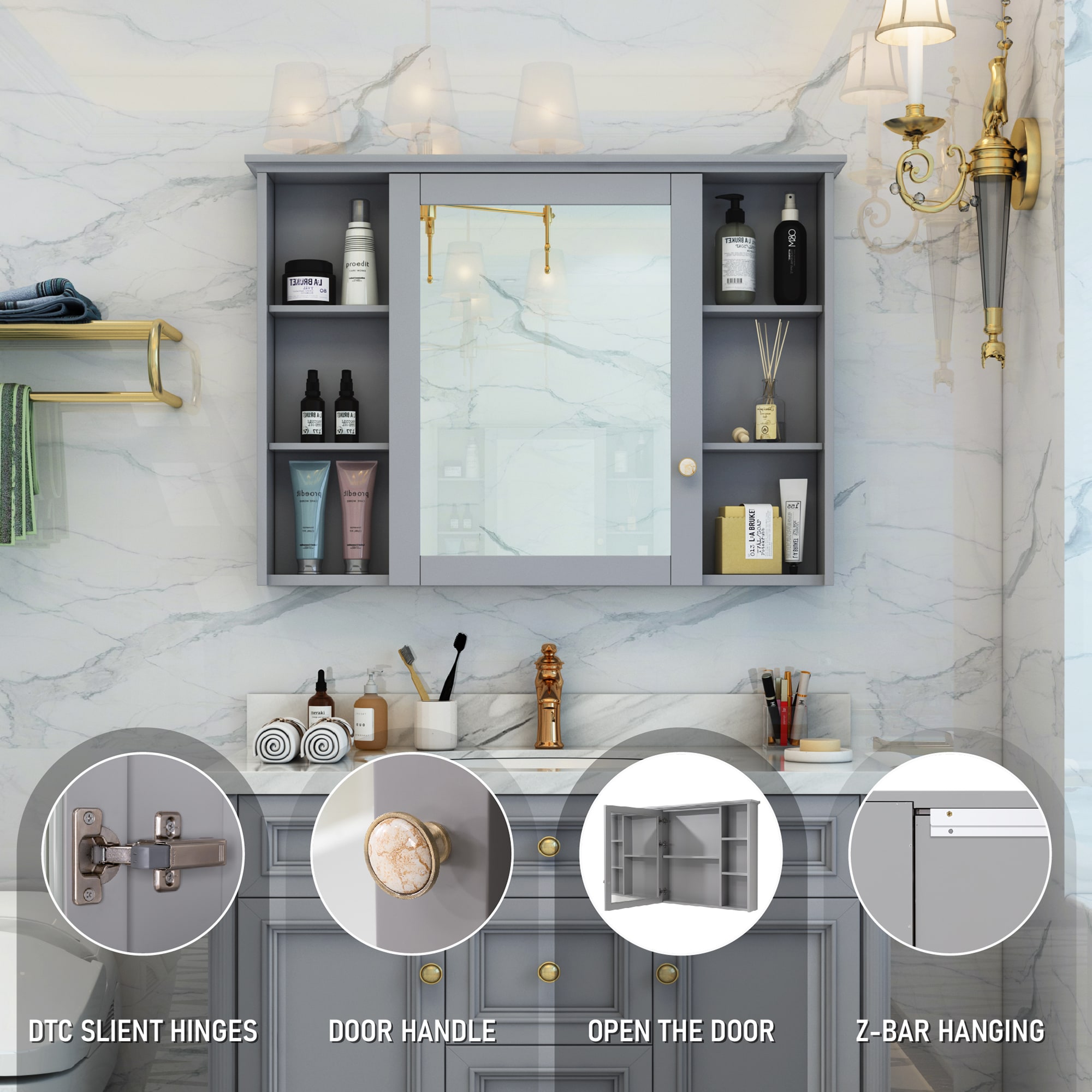 Forclover ALF-ME42GR Bathroom-Medicine-Cabinets - View #3