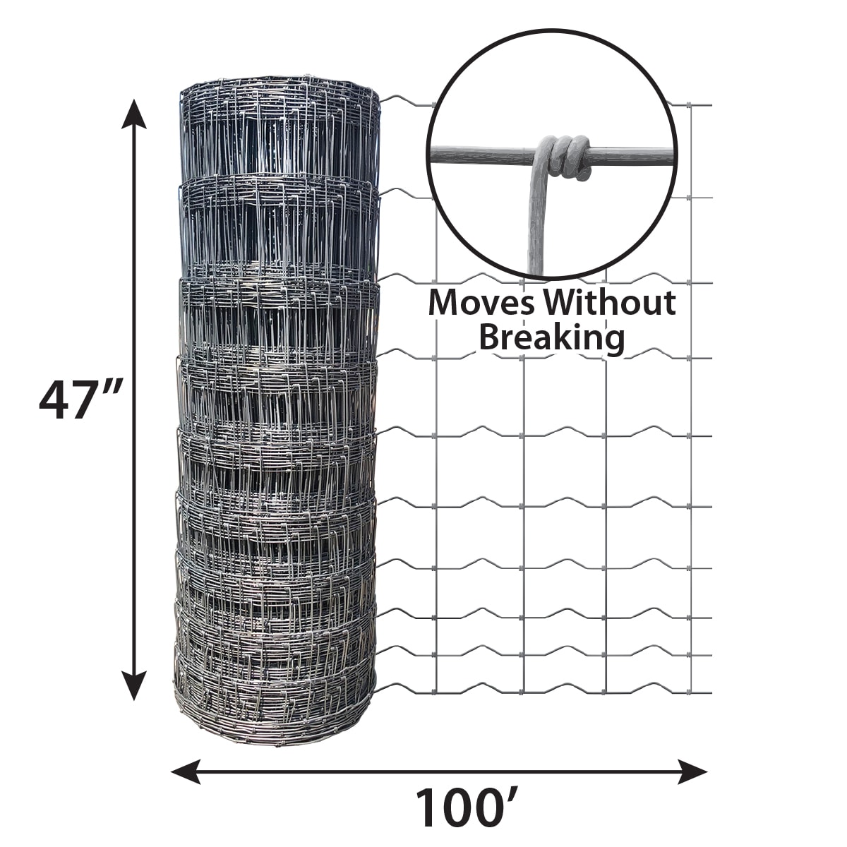 IRONRIDGE 100-ft x 4-ft 12.5-Gauge Gray Steel Woven Wire Rolled Fencing ...