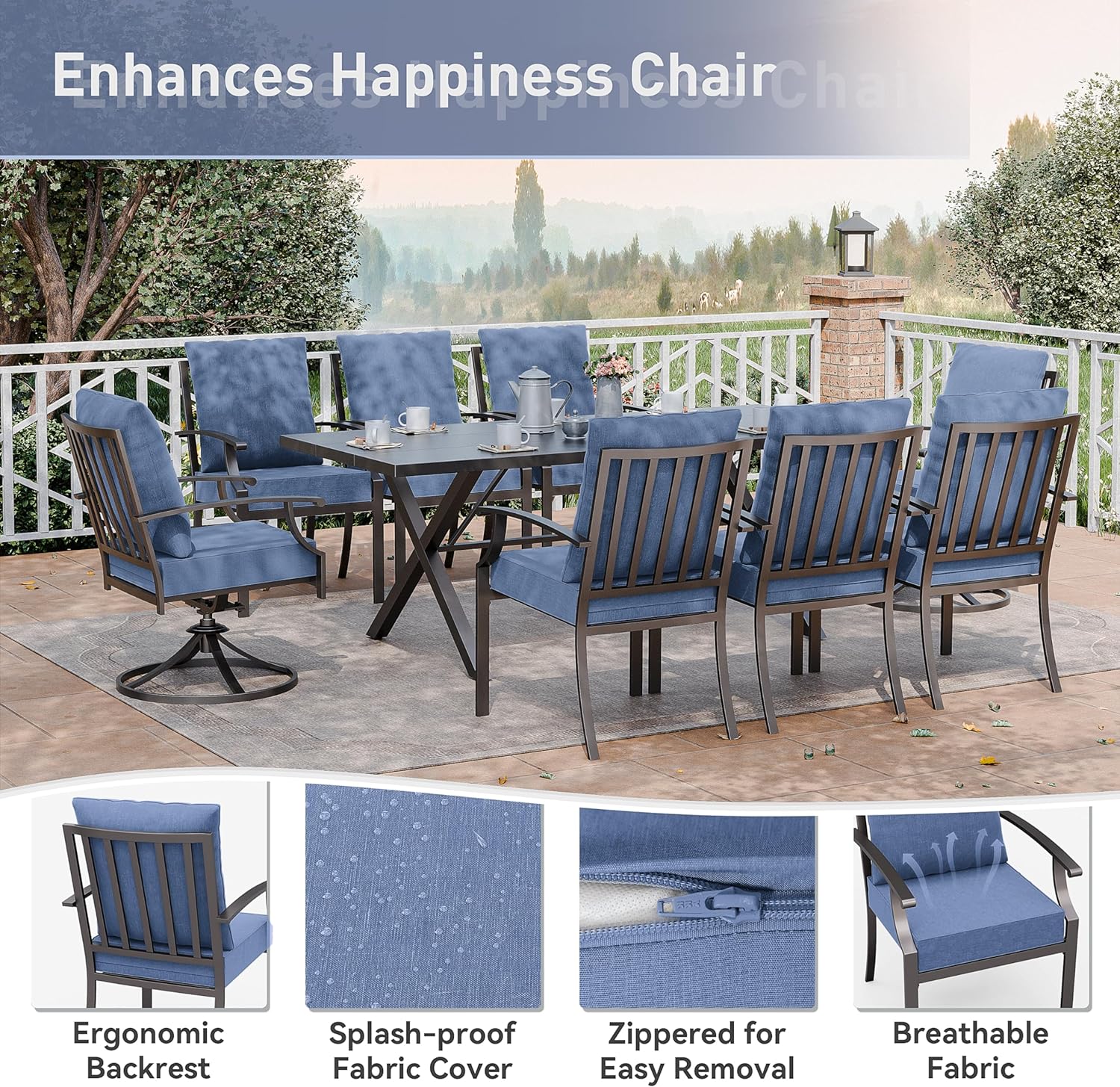 ALAULM LS-6&2DM-NAVY Patio-Dining-Sets - View #4