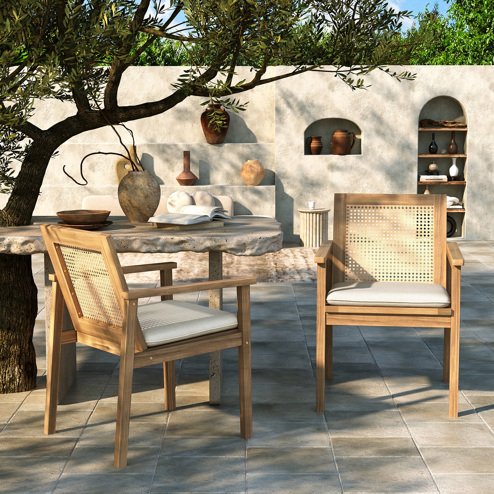 Christopher Knight Home 326427 Preston Stylish and Durable Outdoor Dining Chairs with Cushions  Set of 2