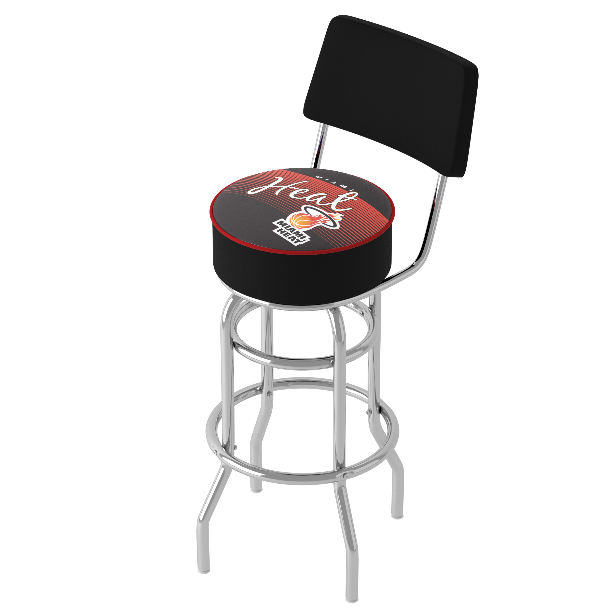 Trademark Gameroom NBA1100HC-MH-TWN Miami Heat 31-in H Bar height (28-in to 33-in) Round Seat Upholstered Swivel Metal Back Bar Stool Back