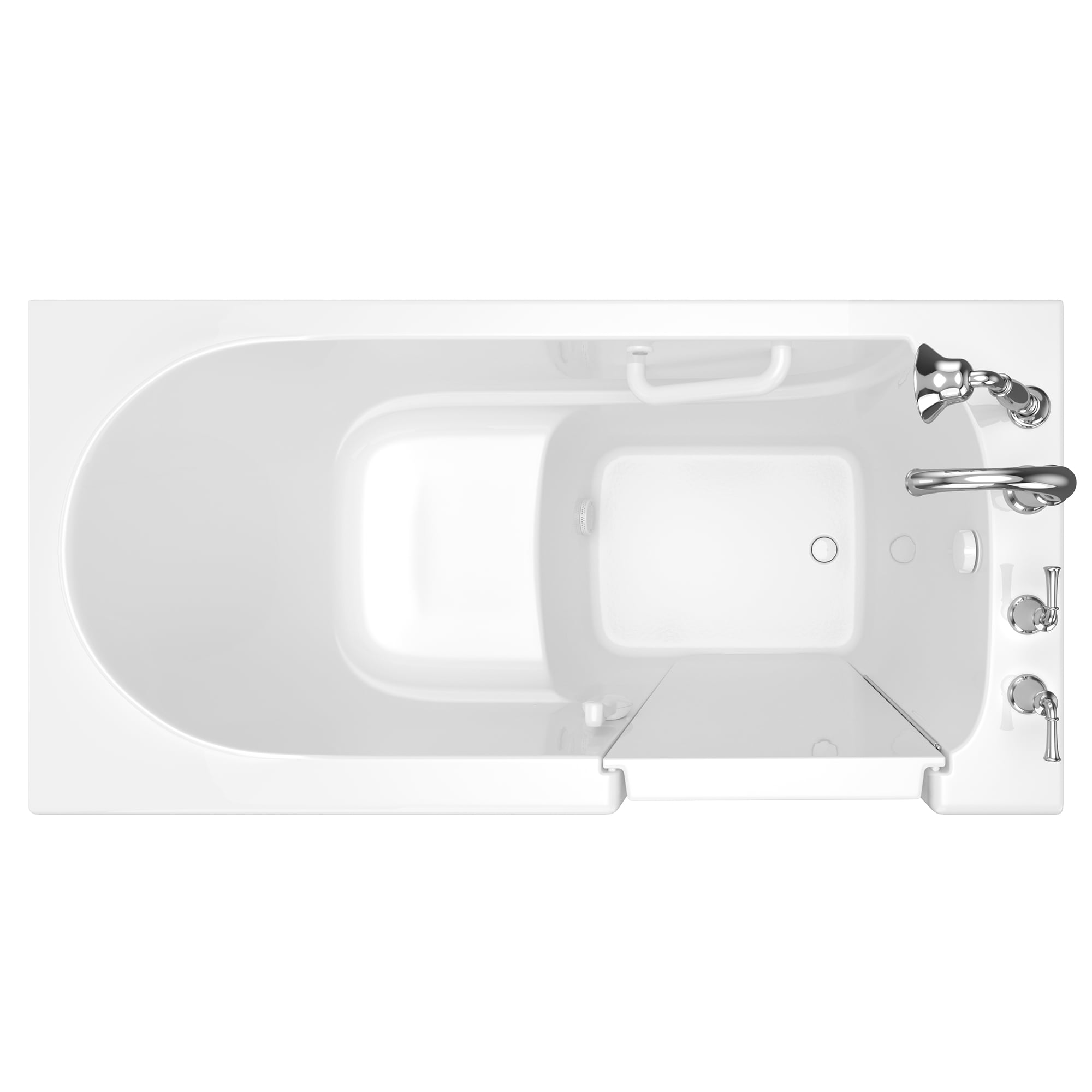 American Standard 3060.309.SRW 30.0-Inches x 59.0-Inches White Fiberglass Rectangular Walk-in Soaking bathtub with Faucet Hand Shower Drain ( Right Drain )