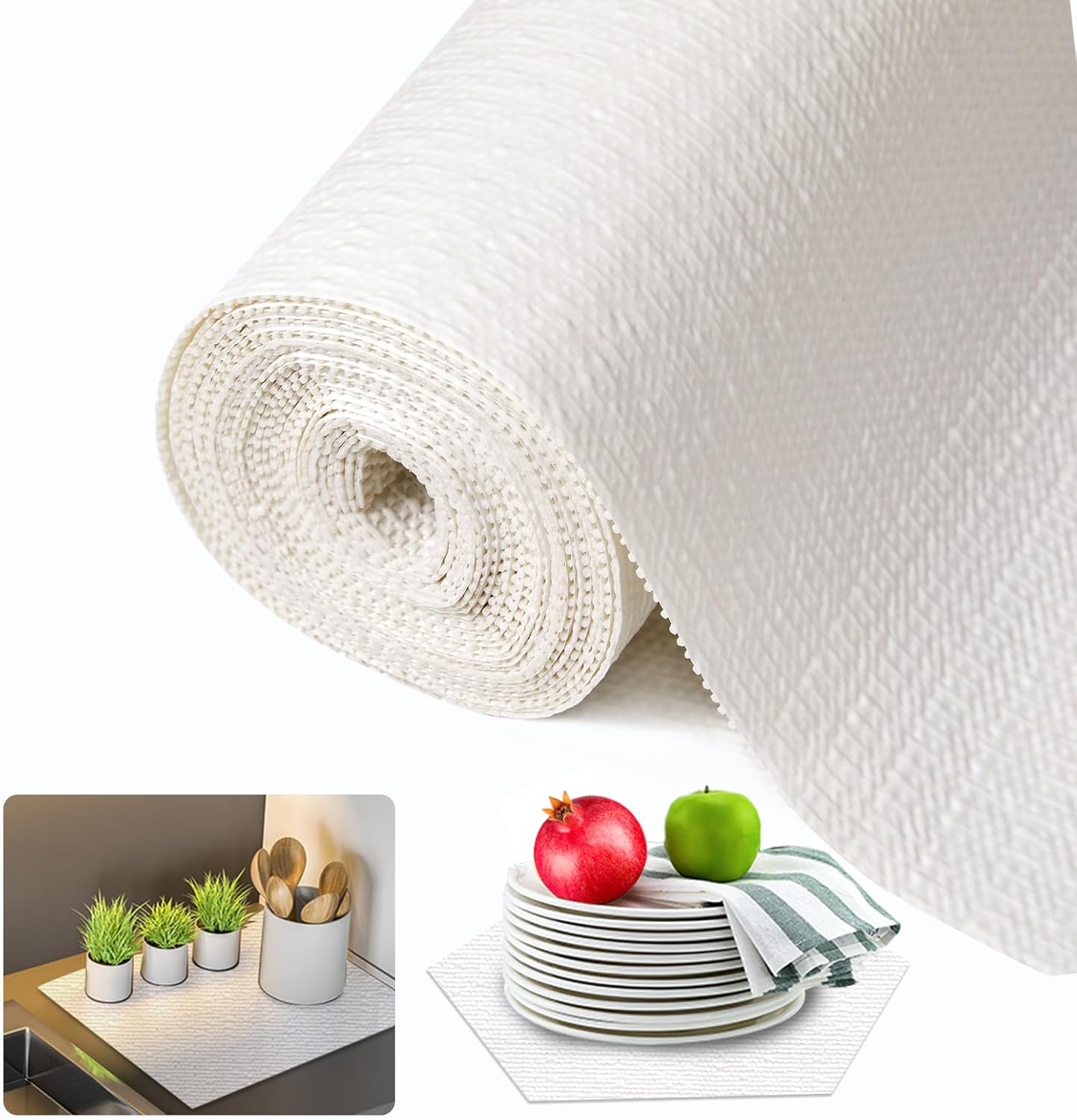 Beautysaid  Shelf and Drawer Liner for Kitchen Cabinet Non Adhesive Non Slip Shelf Paper Waterproof Washable Thickened for Dresser Pantry Shelve Bathroom Protector Liner