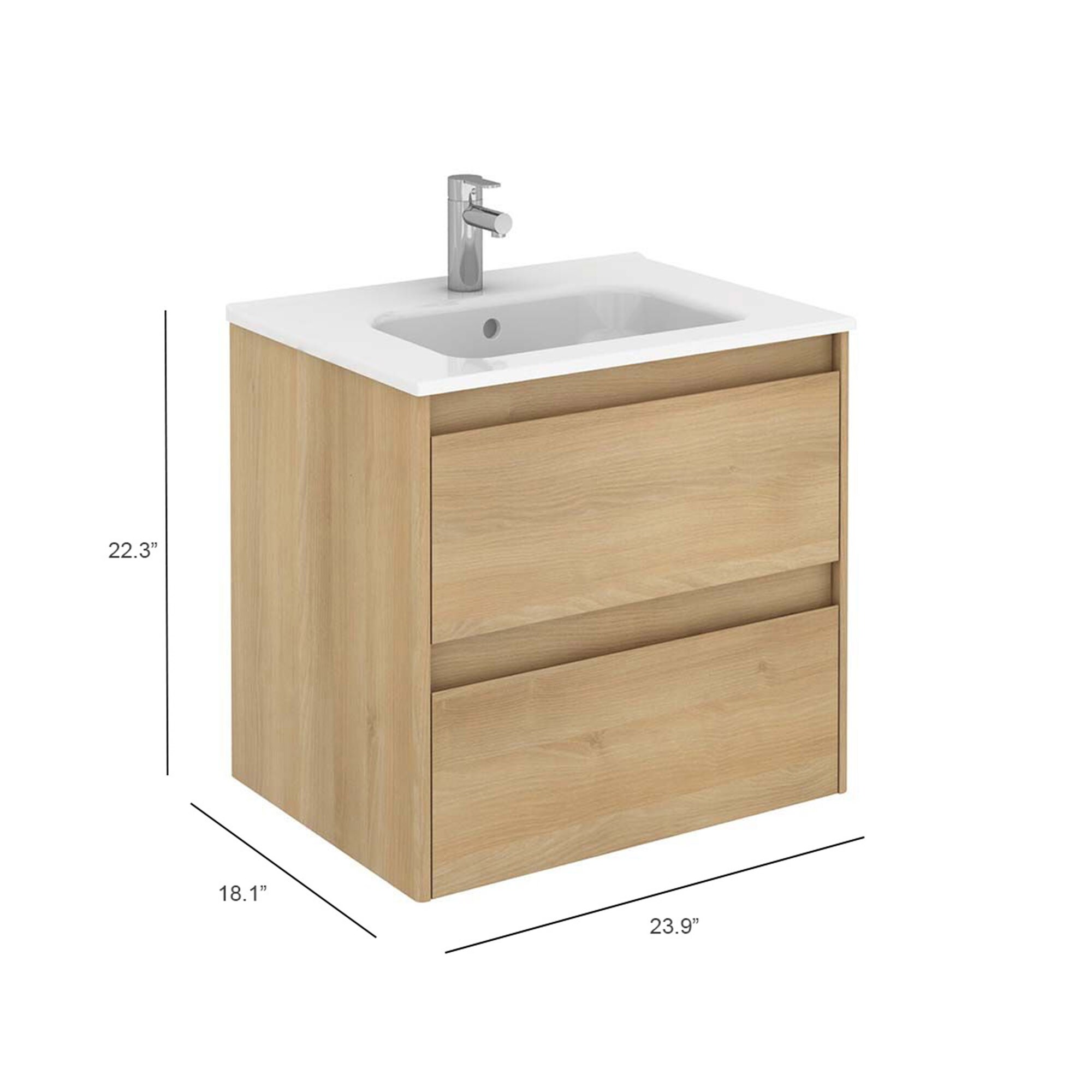 WS Bath Collections Ambra 24-in Nordic Oak Single Sink Floating ...