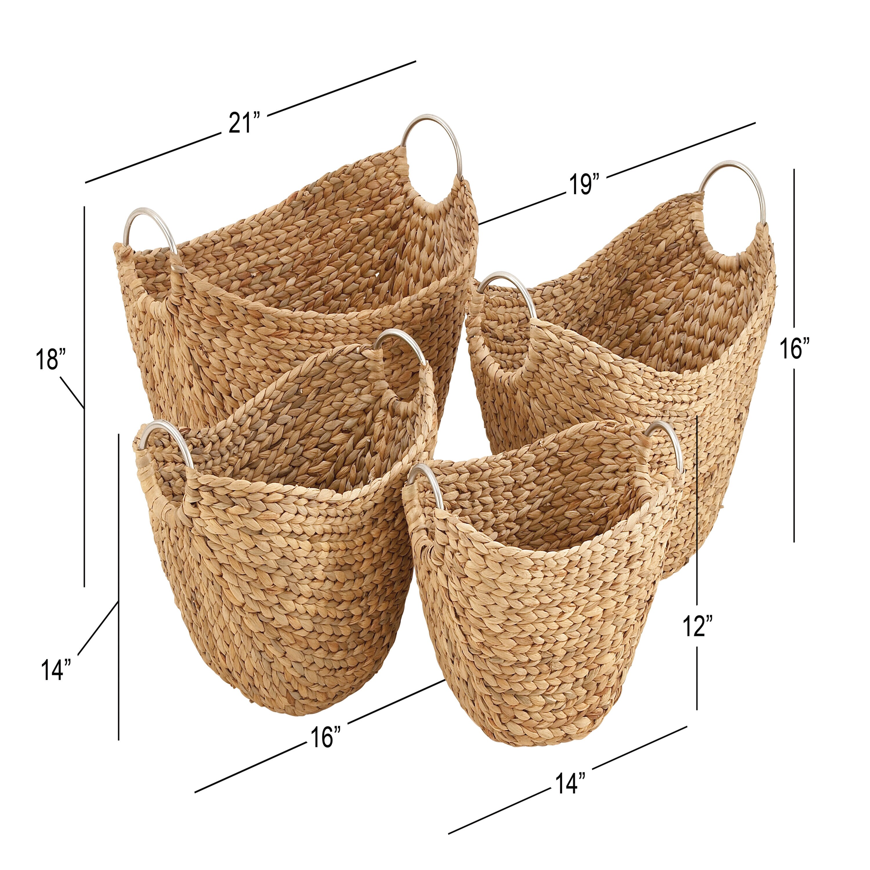 Plastic Boho Storage Basket (Set of 3) - 18, 17, 16H - On Sale