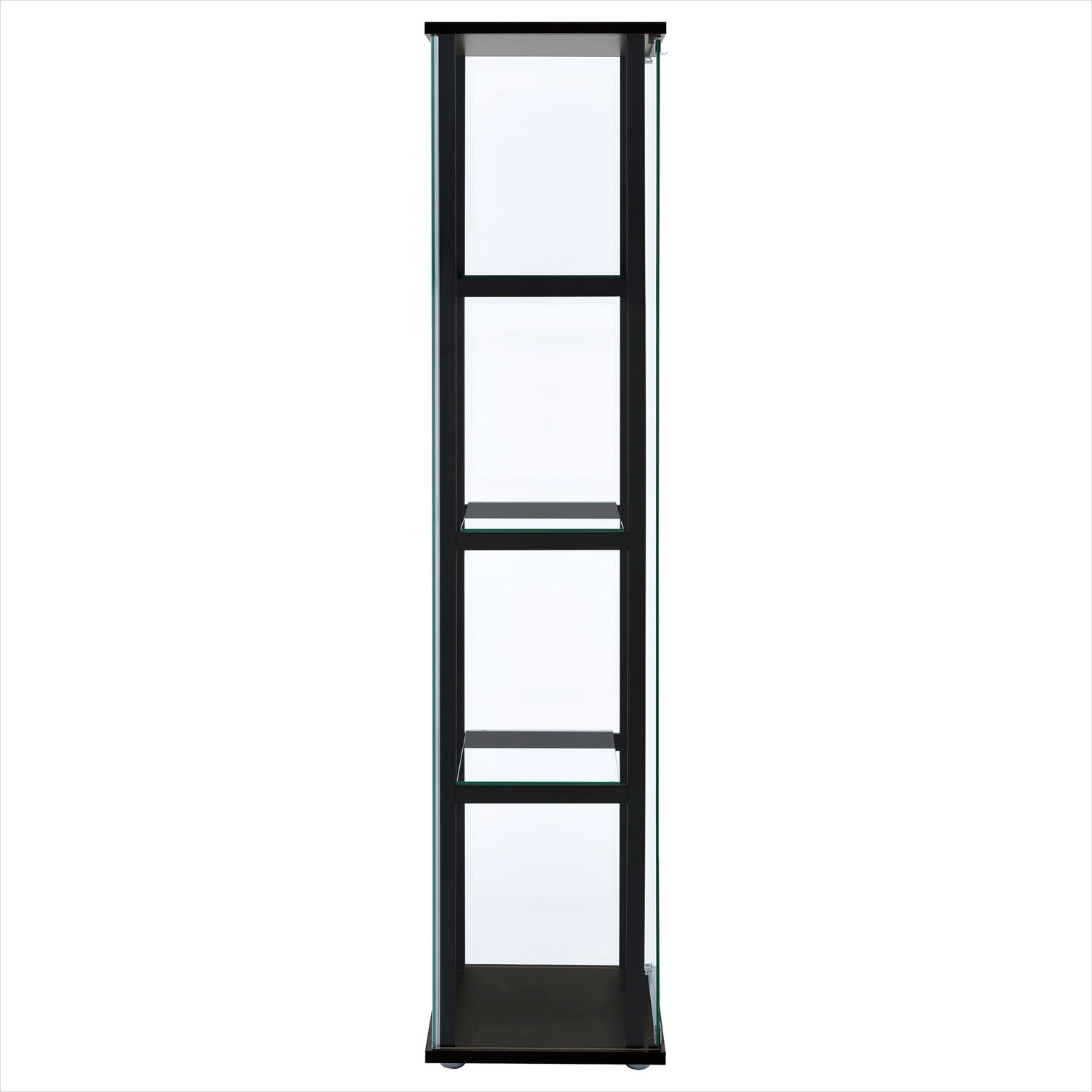 SunJet Engineered Wood Four-Tier Curio Cabinet in Black-Toned Finish ...