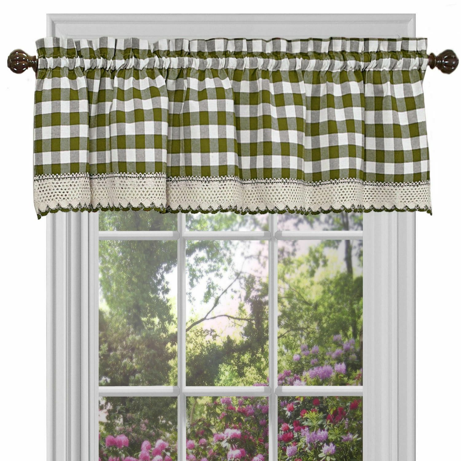 KATE AURORA Country Plaid Window Valance Treatment 58 in W x 14 in L Sage