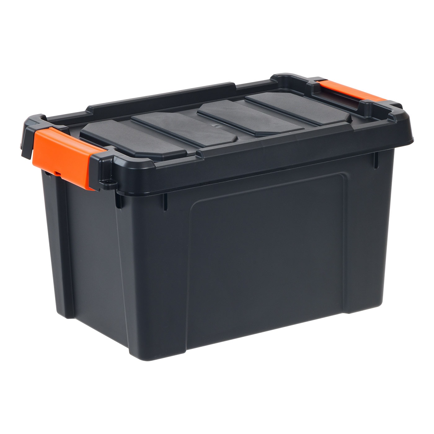 IRIS 4-Pack Medium 11-Gallon (45-Quart) Black, Orange Tote with Latching Lid  Lowes.com