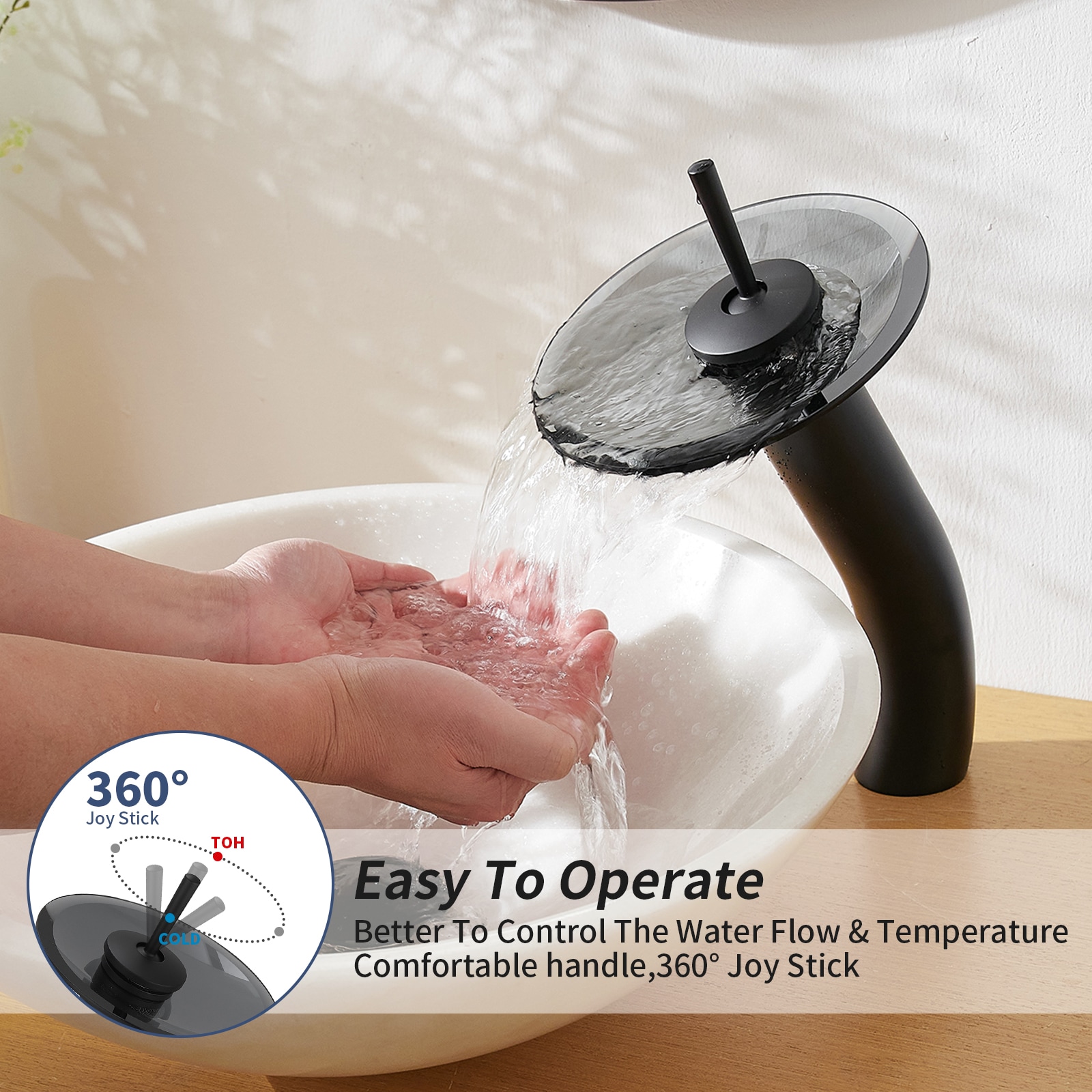 Matte Black Stainless Steel Waterfall Vessel Sink Faucet