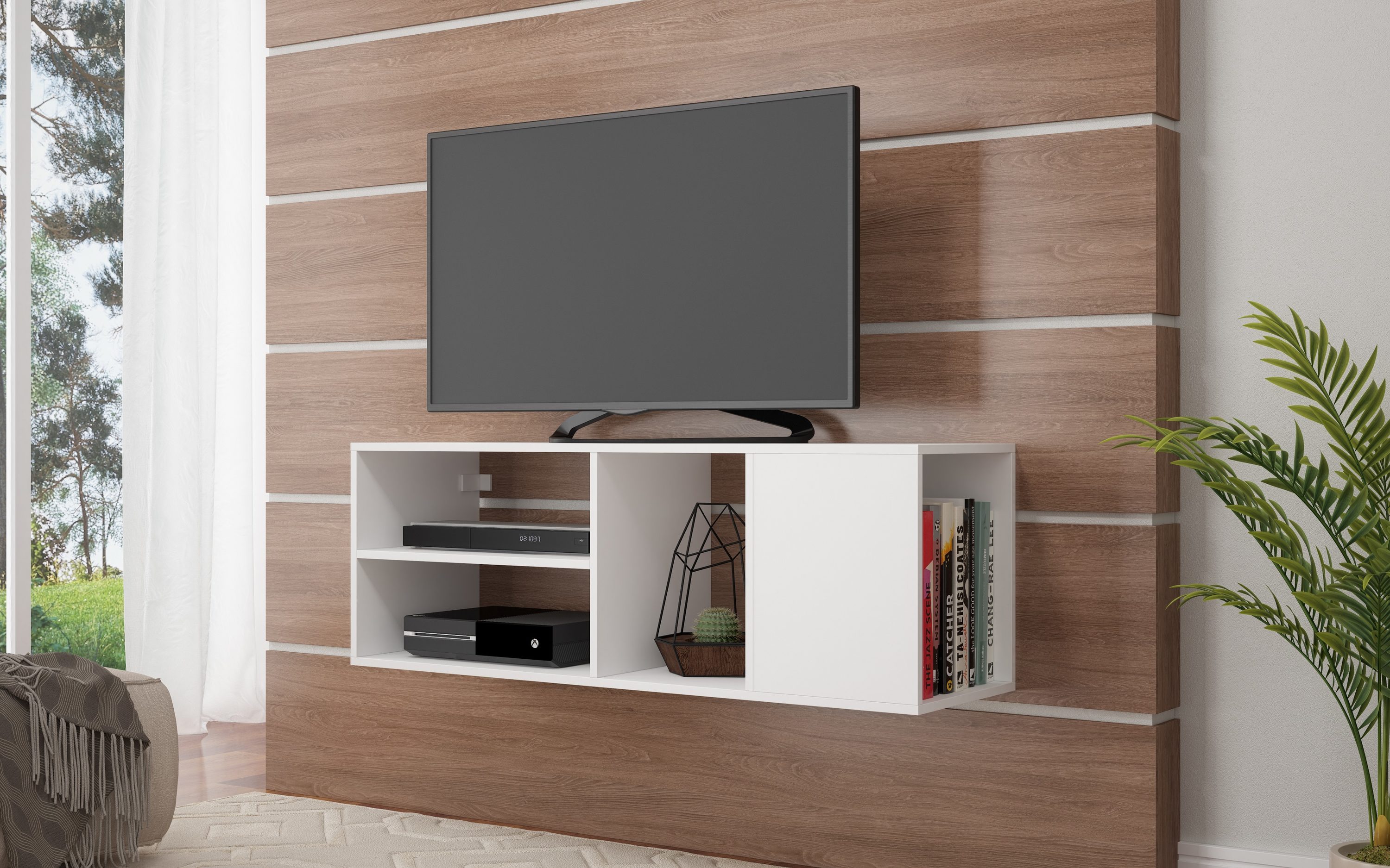 Olinda White Composite 72" High Bookcase with 5 Shelves