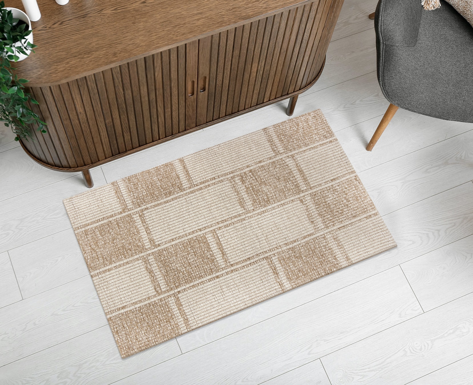 allen + roth 33051 Sahara Checkmate 2 x 3 (ft) Polyester Prairie Taupe Rectangular Indoor Throw rug