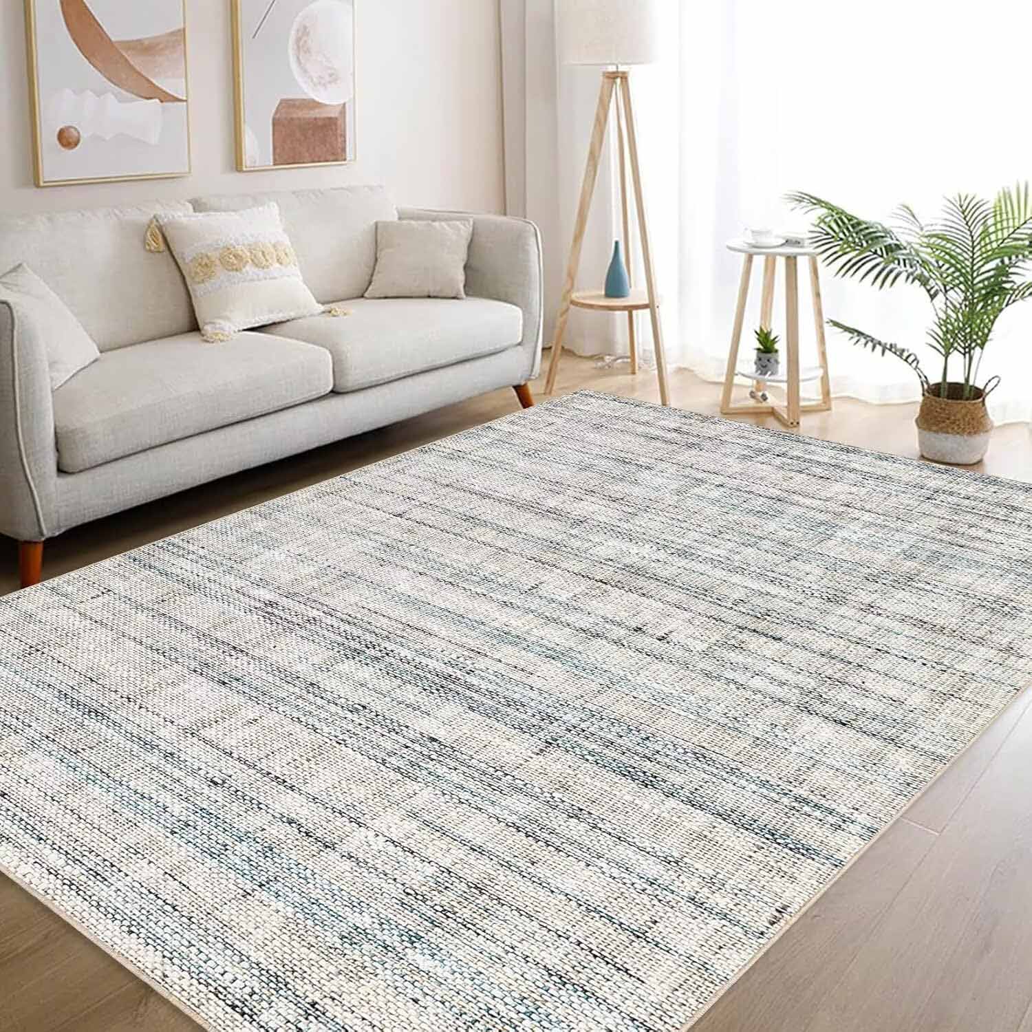 Garvee YXY-LO-PHO-16NWSG65 8 x 10 (ft) Loomed Polyester Gray/Blue Rectangular Indoor Ombre Mid-Century Modern Machine washable Area rug