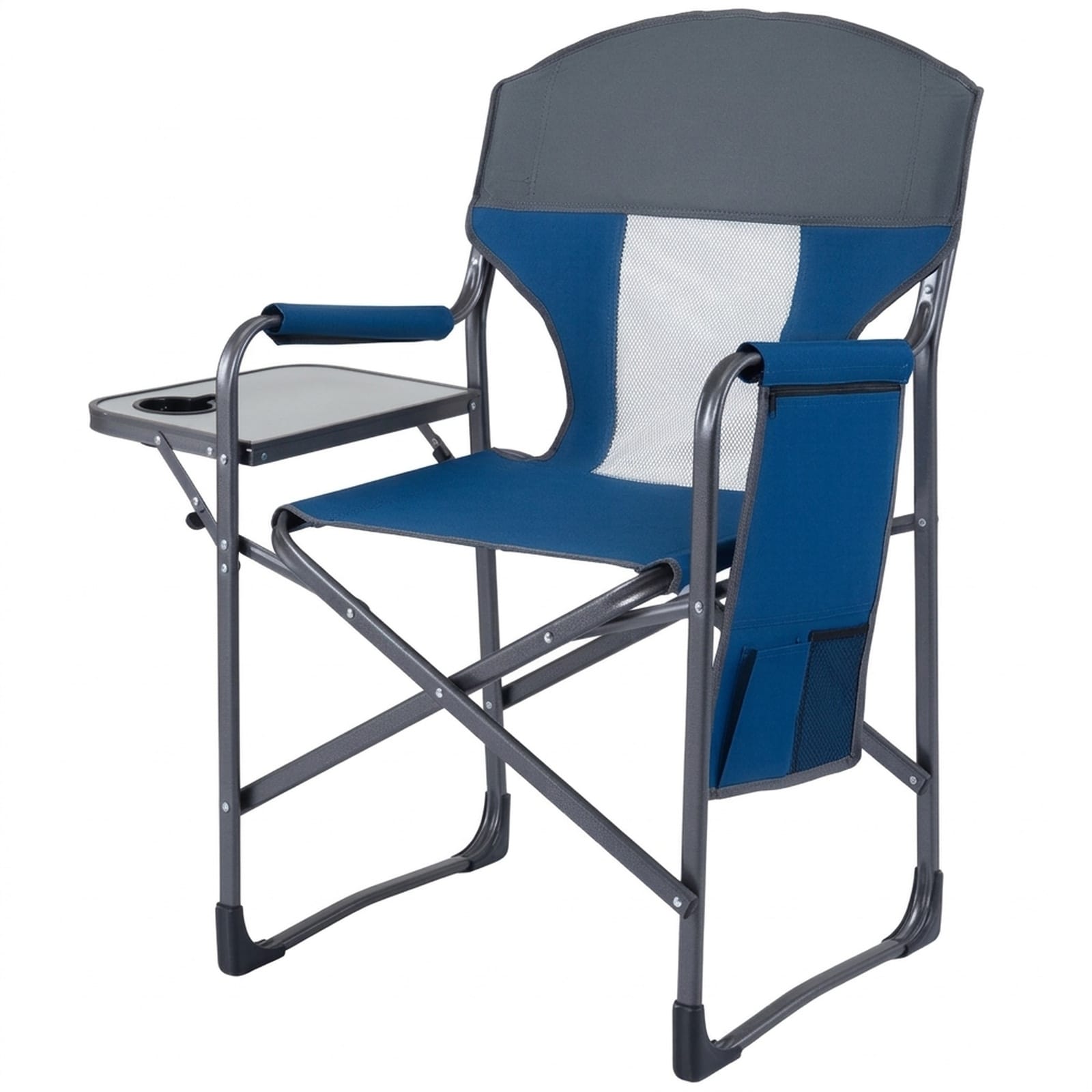 SUGIFT - Tall Folding Camping Chair with Zippered Storage Bag 2 Side Pockets Side Table 3-in Cup ...