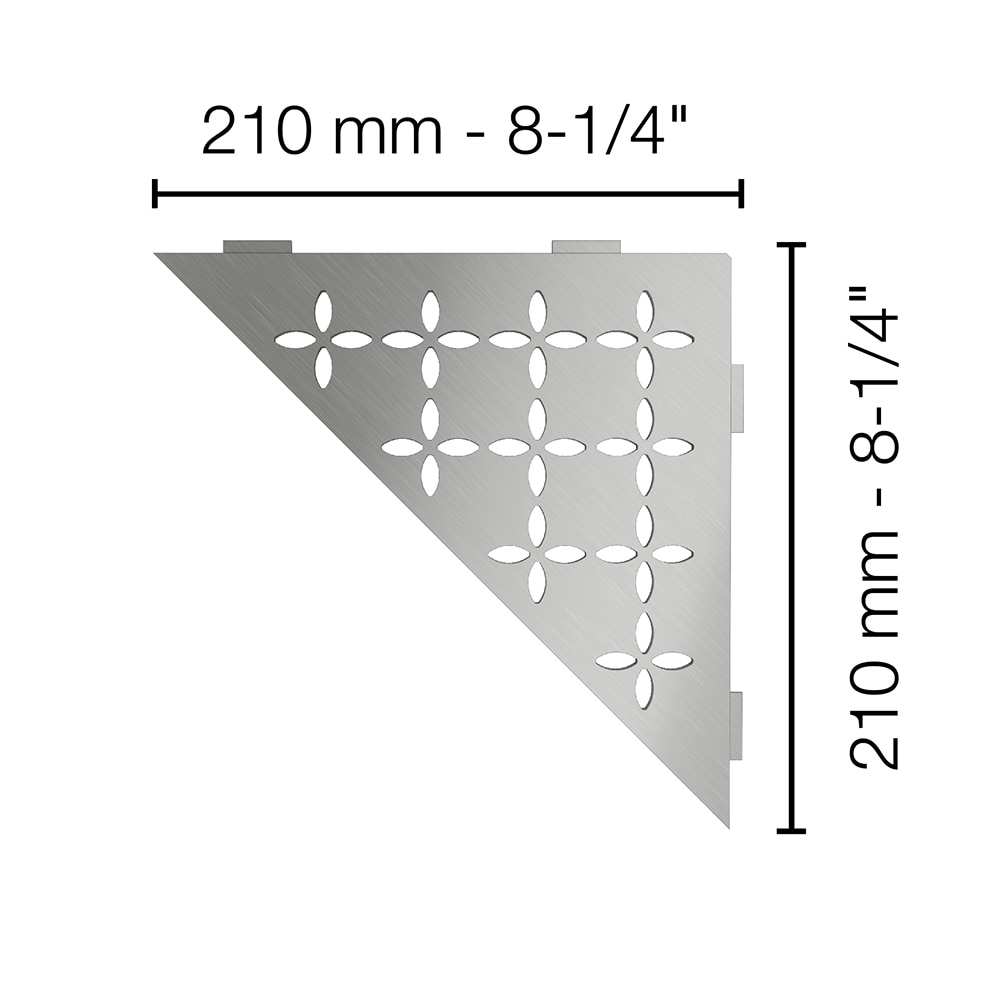 Schluter Systems Shelf Triangular Corner Floral Brushed Stainless Steel in  the Shower Shelves & Accessories department at