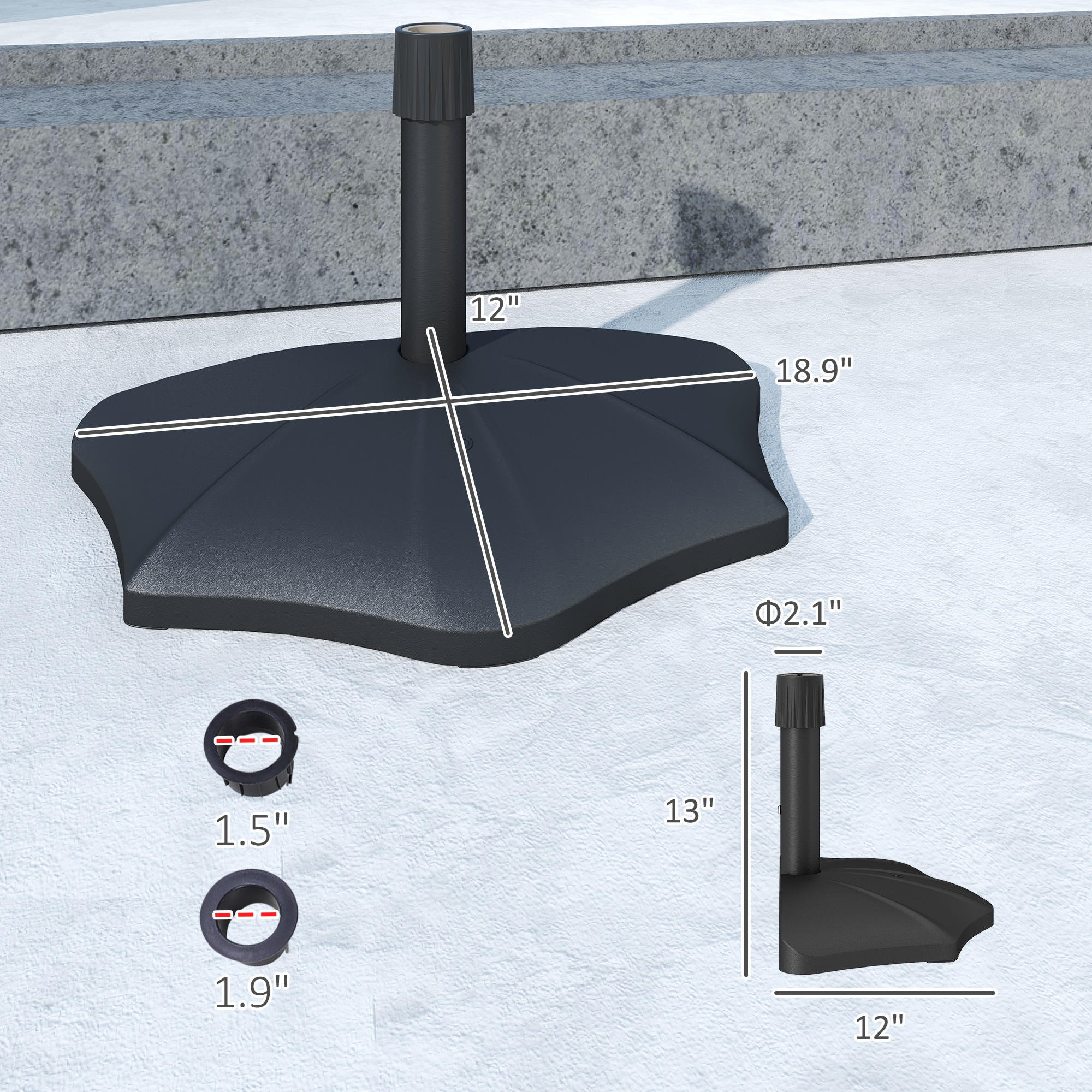 Outsunny 84D-407V00BK Umbrella-Bases - View #3