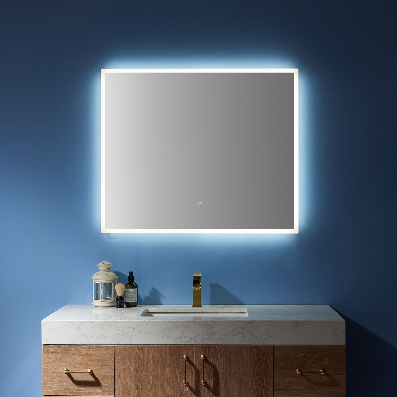 Vinnova 803036R-LED-AC Essentia 36.0-Inches x 30.0-Inches Raw Rectangle Dimmable Lighted Bathroom Vanity Mirror ( Silver )