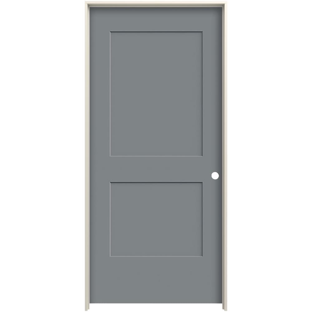 JELD-WEN LOWOLJW226100350 36-in x 80-in Graphite Solid Core 2-panel Square Left Hand Smooth Prefinished Molded Composite Flat Jamb Single Prehung Interior Door