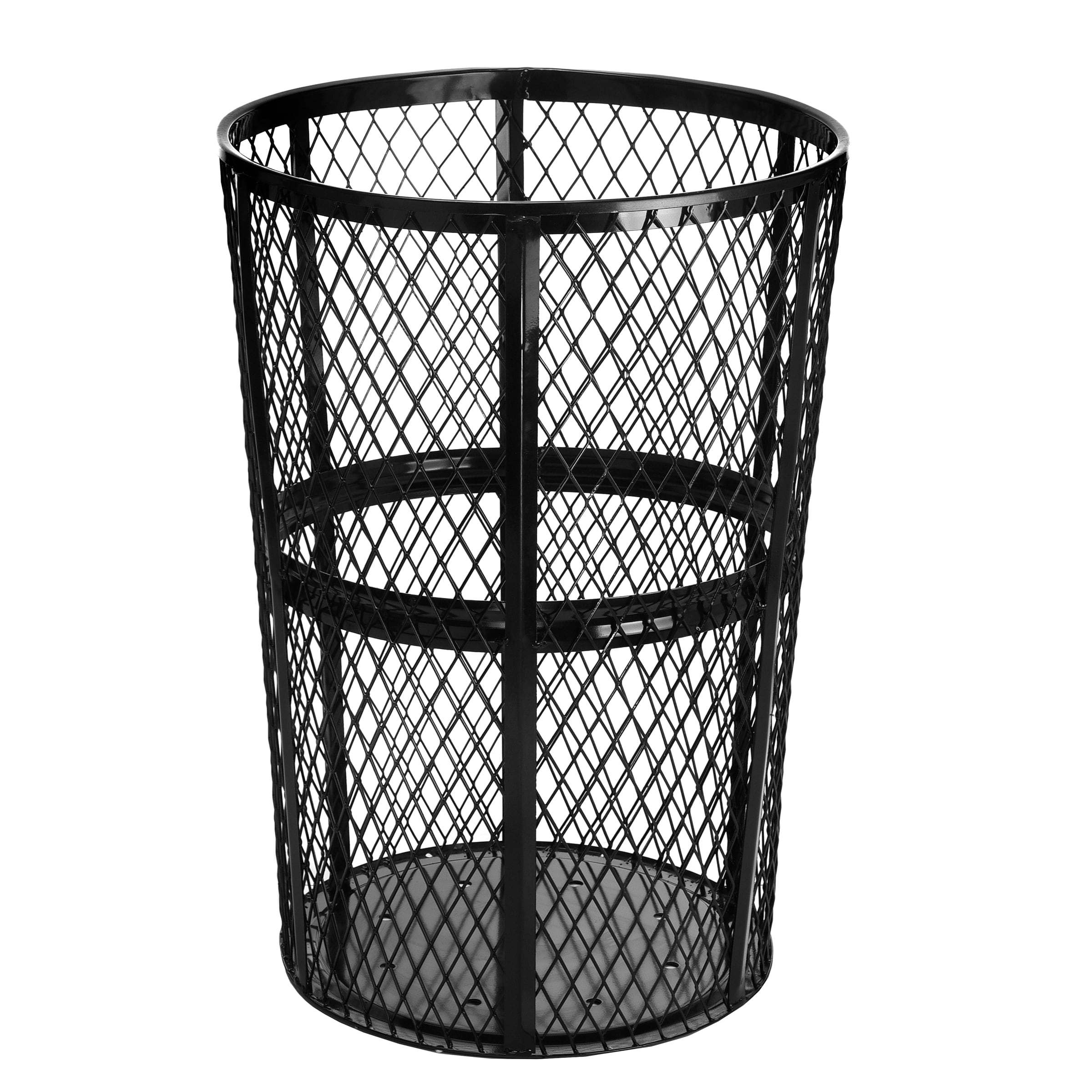 Alpine Industries - 48 Gallon Black Steel Outdoor Lidless Trash Can