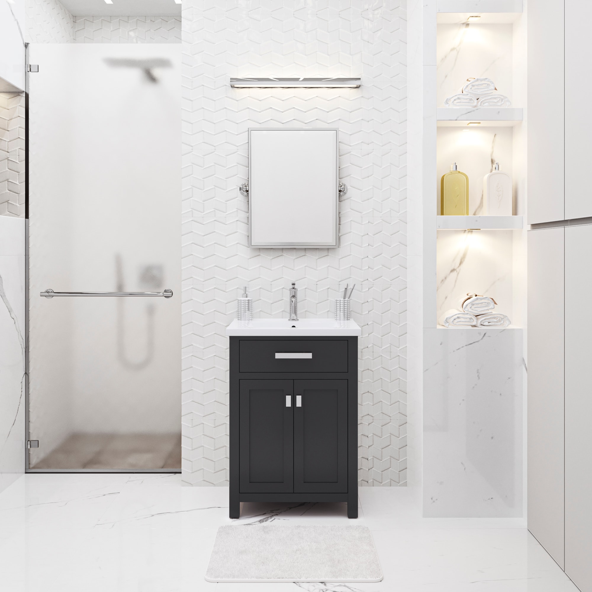 Water Creation MY24CR01ES-000000000 Myra 24-in Espresso Undermount Single sink Bathroom Vanity with White Ceramic Top