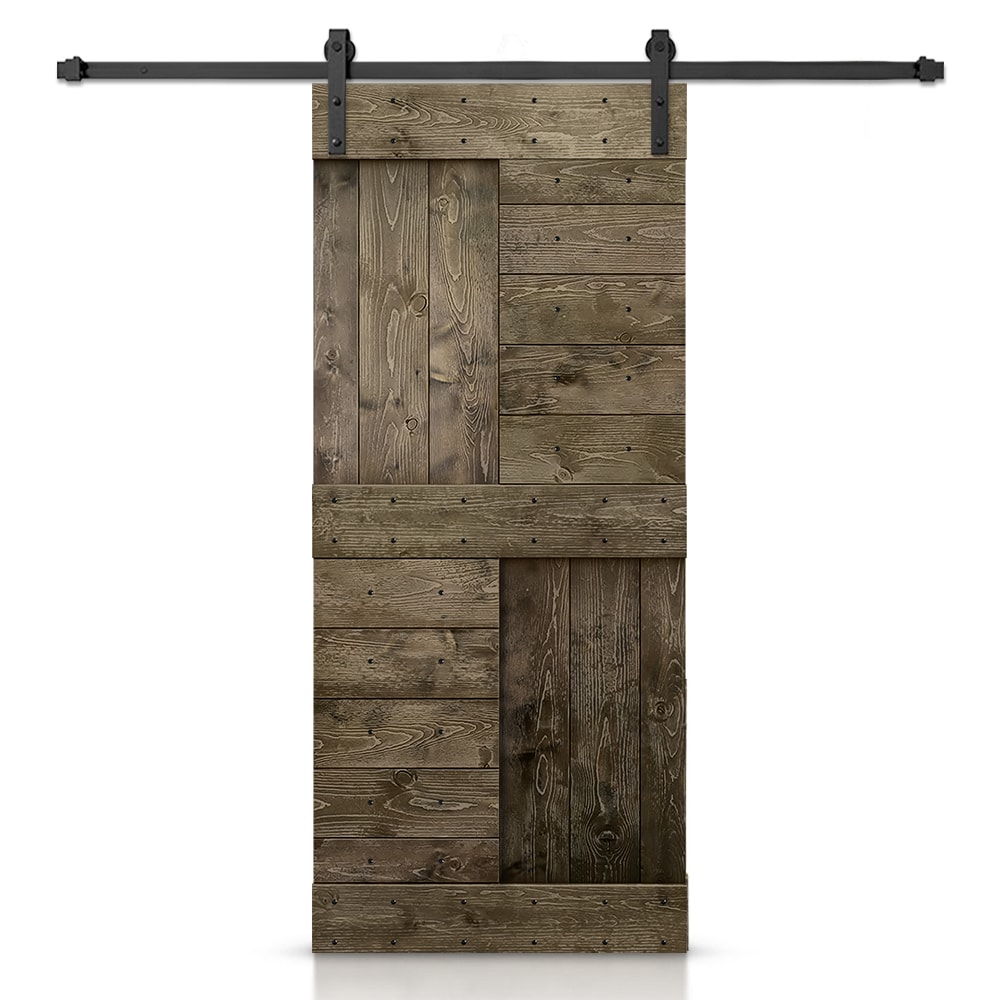 CALHOME SMK-72+DIY-N1-24CT 24-in x 84-in Espresso Stained Pine Wood Solid core Single Barn Door (Hardware Included)