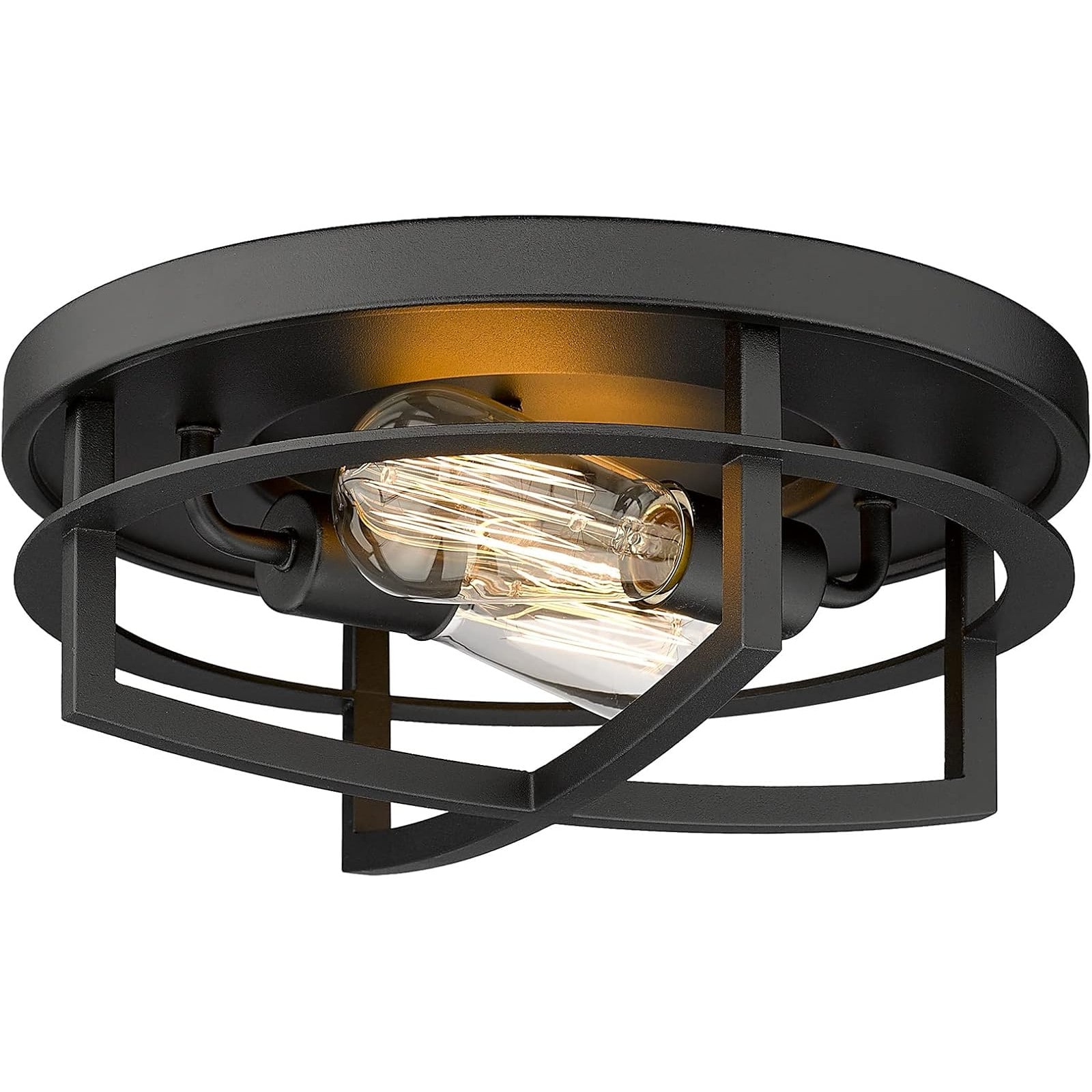 Slagawa  Black Metal 2-Light Flush Mount Ceiling Light 13 Inch for Hallway Foyer Bedroom