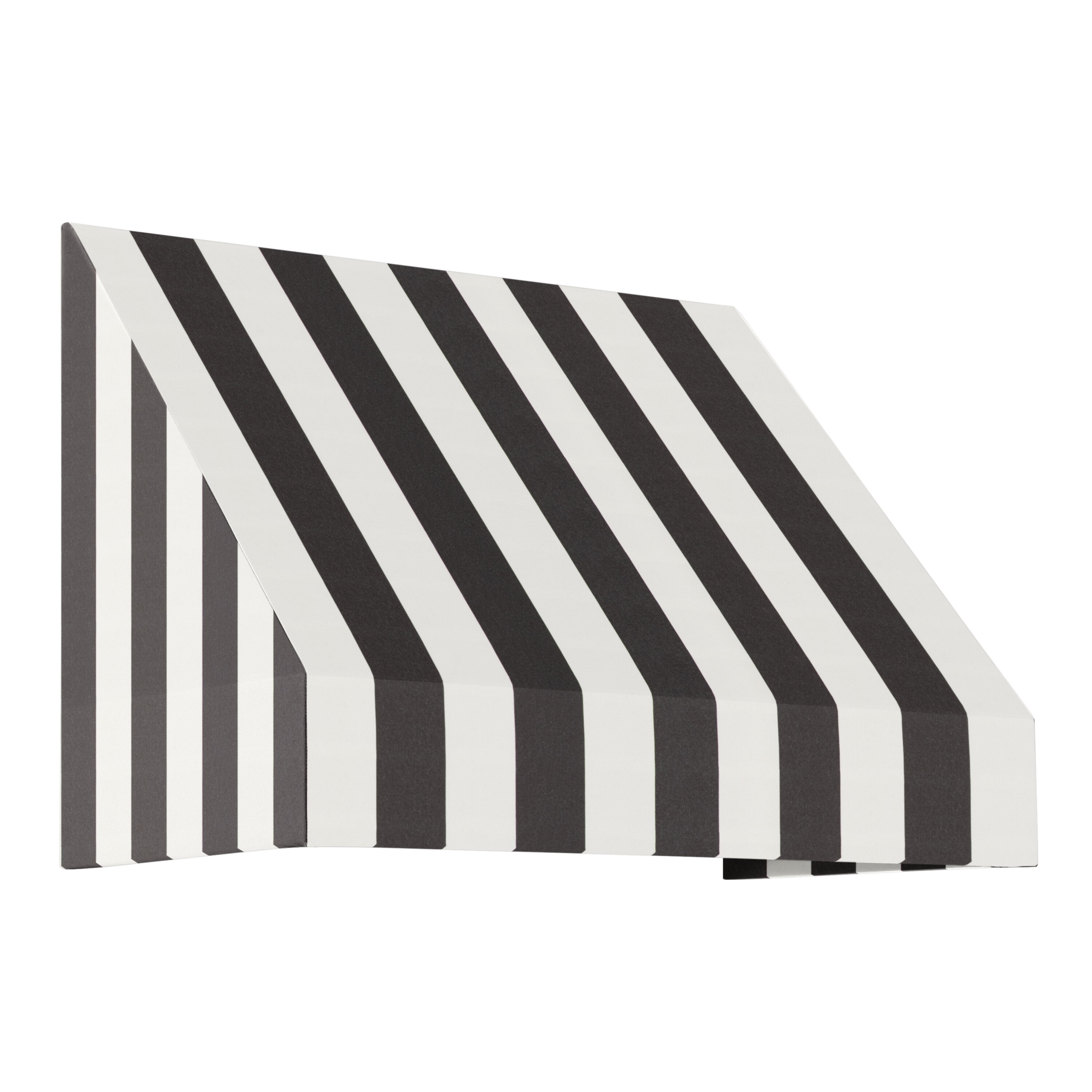 Awntech EN1836-L-4KW New Yorker 52.5-in Wide x 36-in Projection x 18-in Height Fabric Black/White Stripe Striped Fixed Window/Door Awning